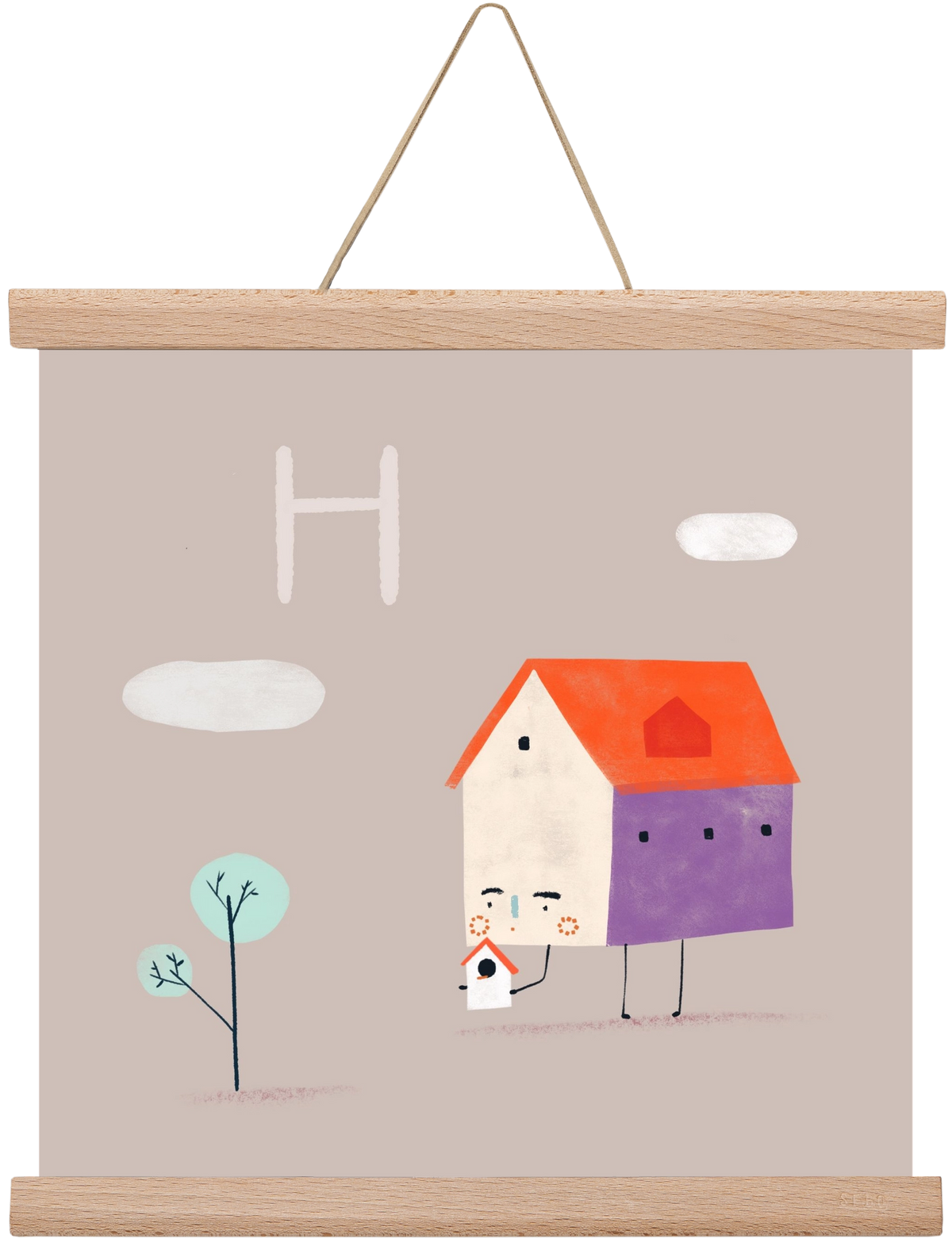 H, mint Házikó, 30x30 cm (30x30 cm), Tölgy akasztó