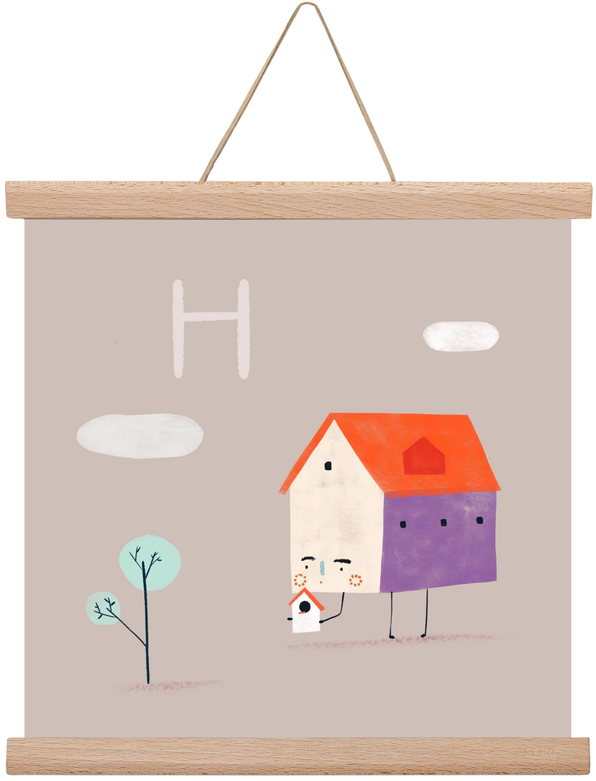 H, mint Házikó, 30x30 cm (30x30 cm), Tölgy akasztó