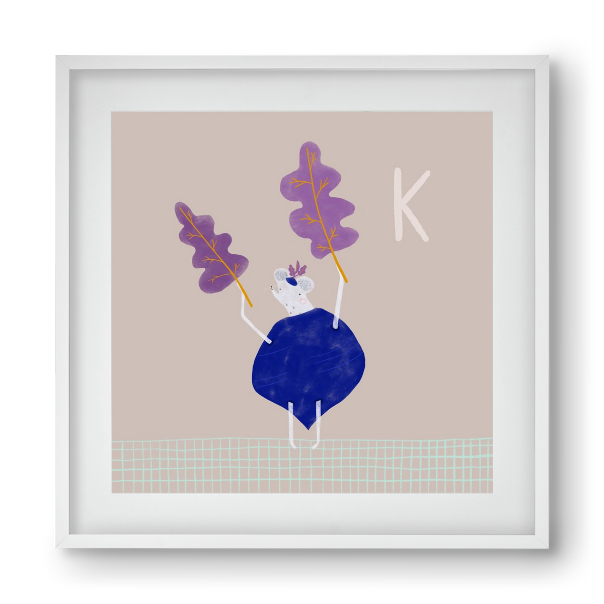 K, mint Karalábé, 40x40 cm (30x30 cm), Fehér keret, paszpartuval