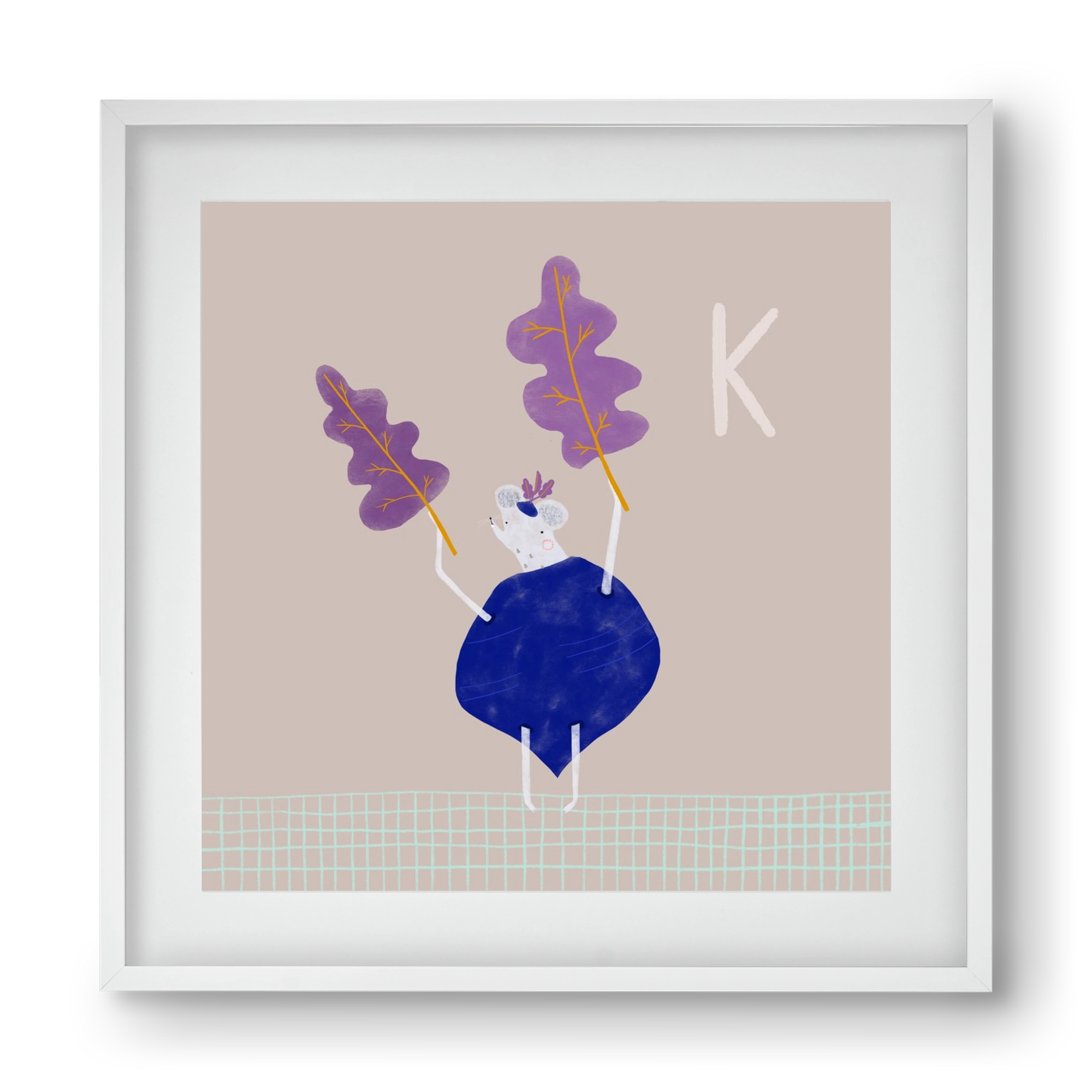 K, mint Karalábé, 40x40 cm (30x30 cm), Fehér keret, paszpartuval