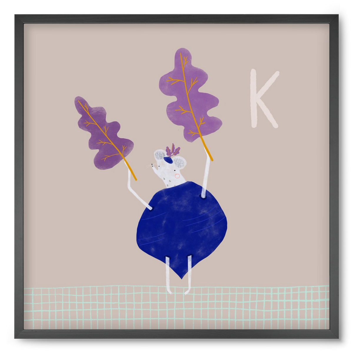 K, mint Karalábé, 50x50 cm (50x50 cm), Fekete keret