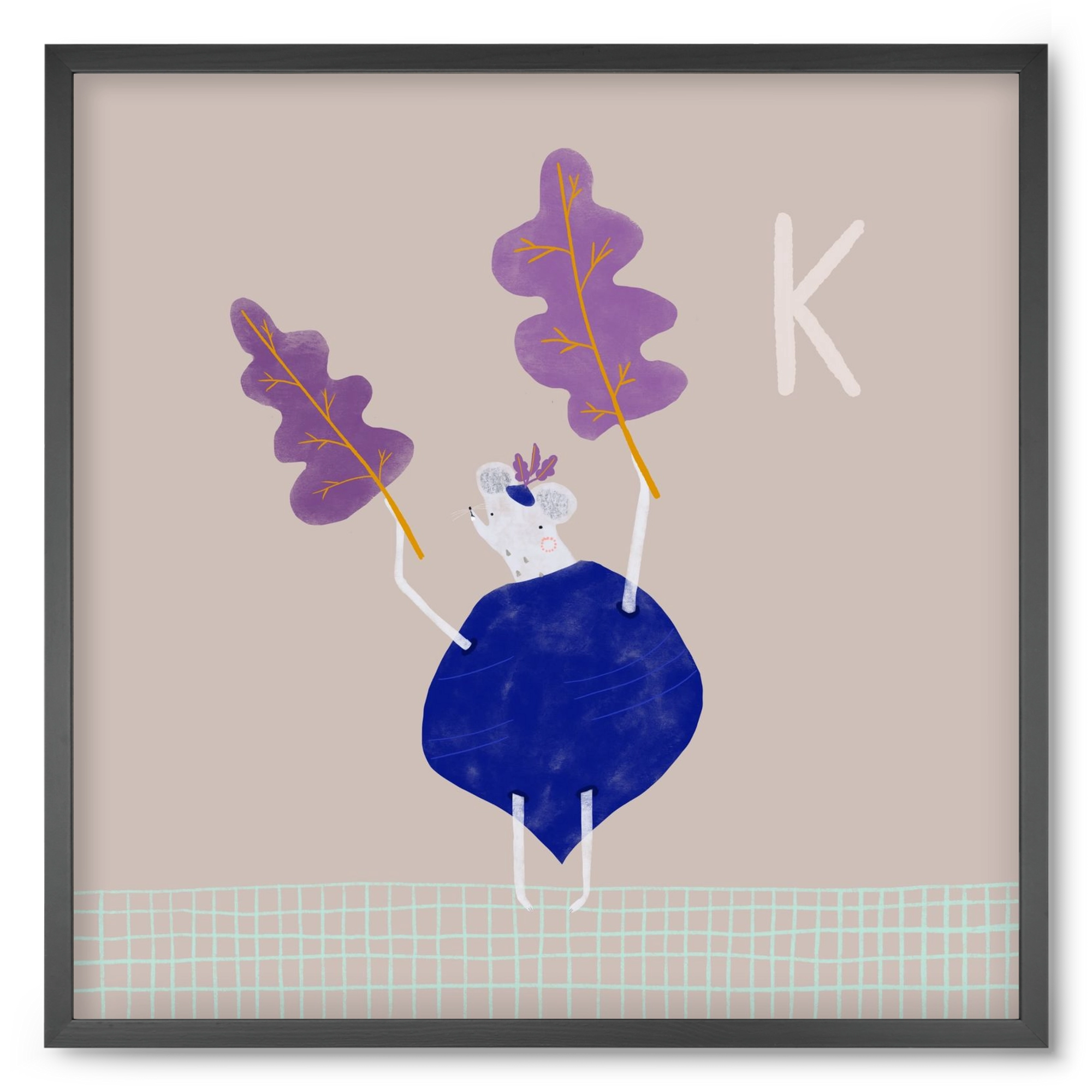 K, mint Karalábé, 50x50 cm (50x50 cm), Fekete keret