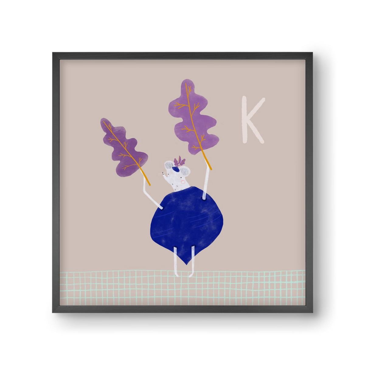 K, mint Karalábé, 30x30 cm (30x30 cm), Fekete keret