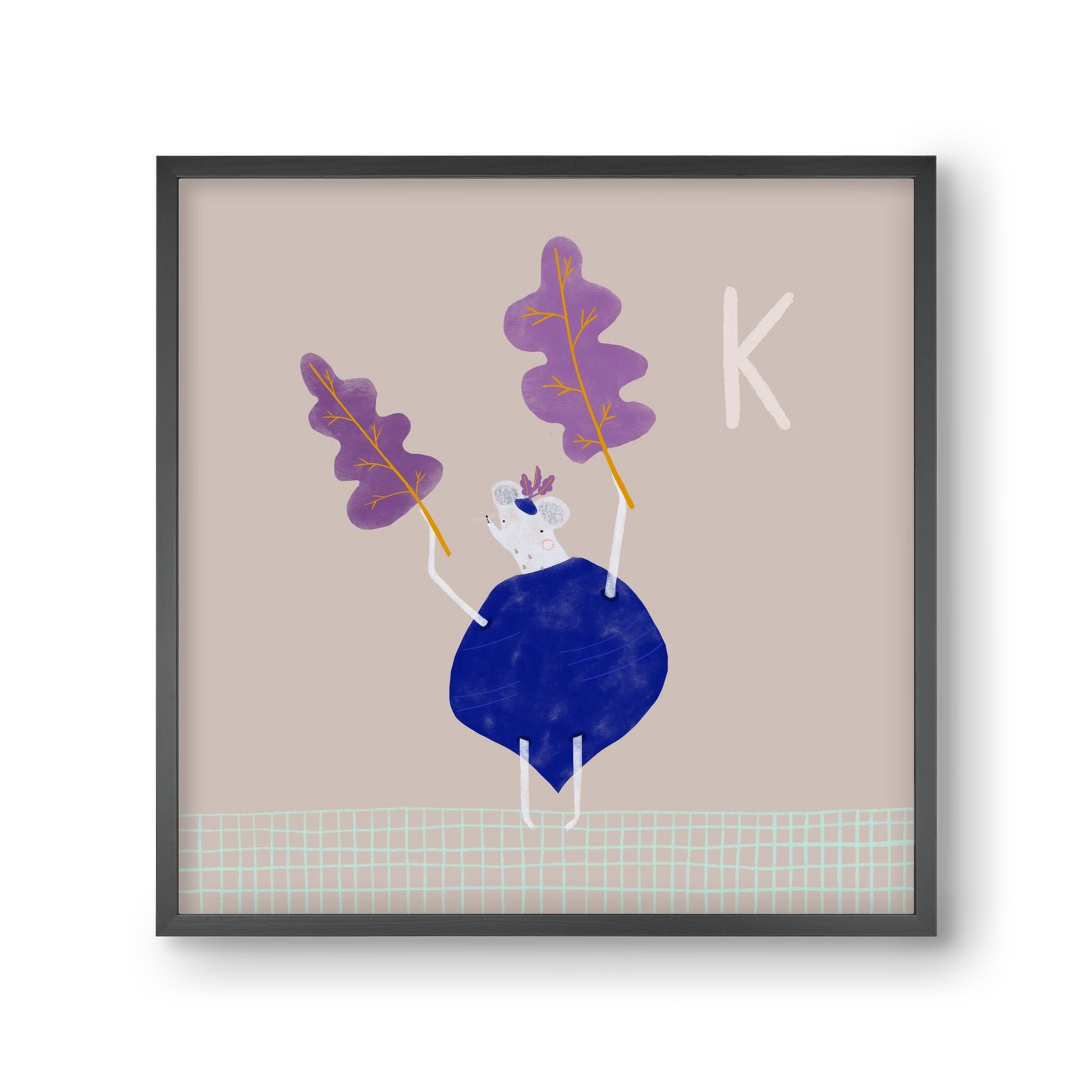 K, mint Karalábé, 30x30 cm (30x30 cm), Fekete keret