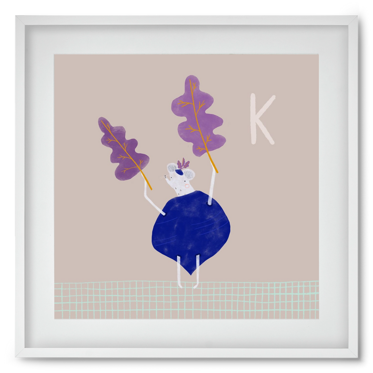 K, mint Karalábé, 50x50 cm (40x40 cm), Fehér keret, paszpartuval