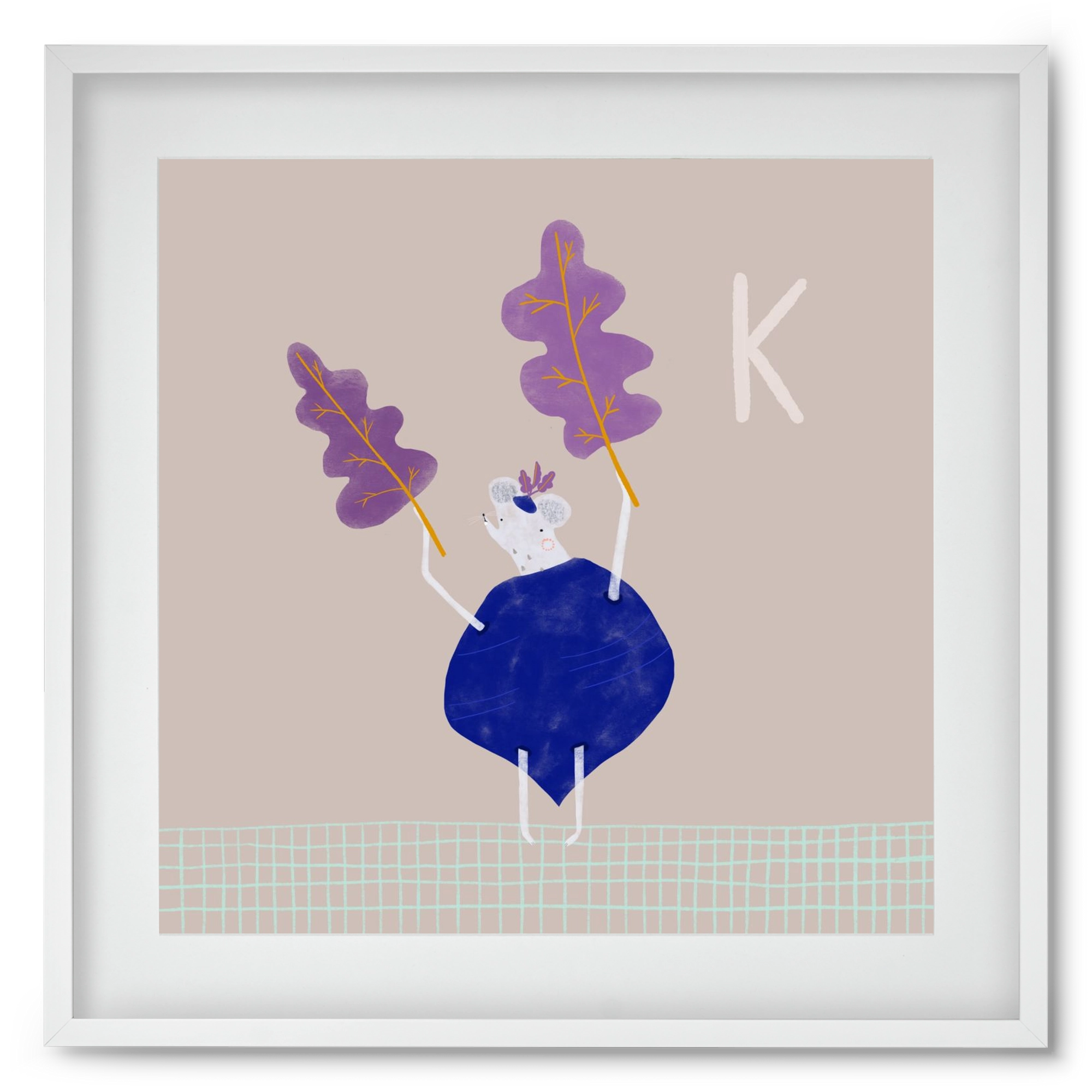 K, mint Karalábé, 50x50 cm (40x40 cm), Fehér keret, paszpartuval