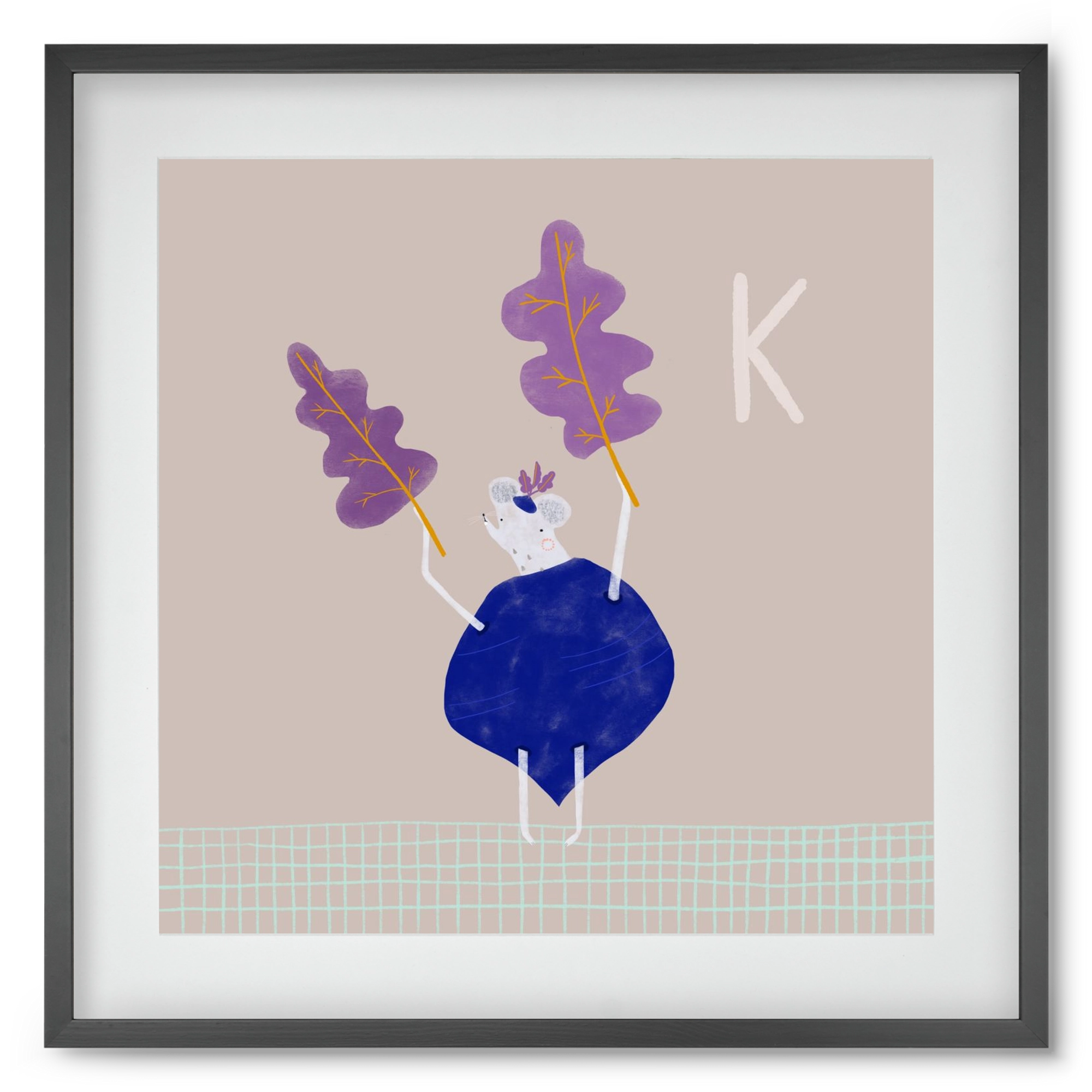 K, mint Karalábé, 50x50 cm (40x40 cm), Fekete keret, paszpartuval