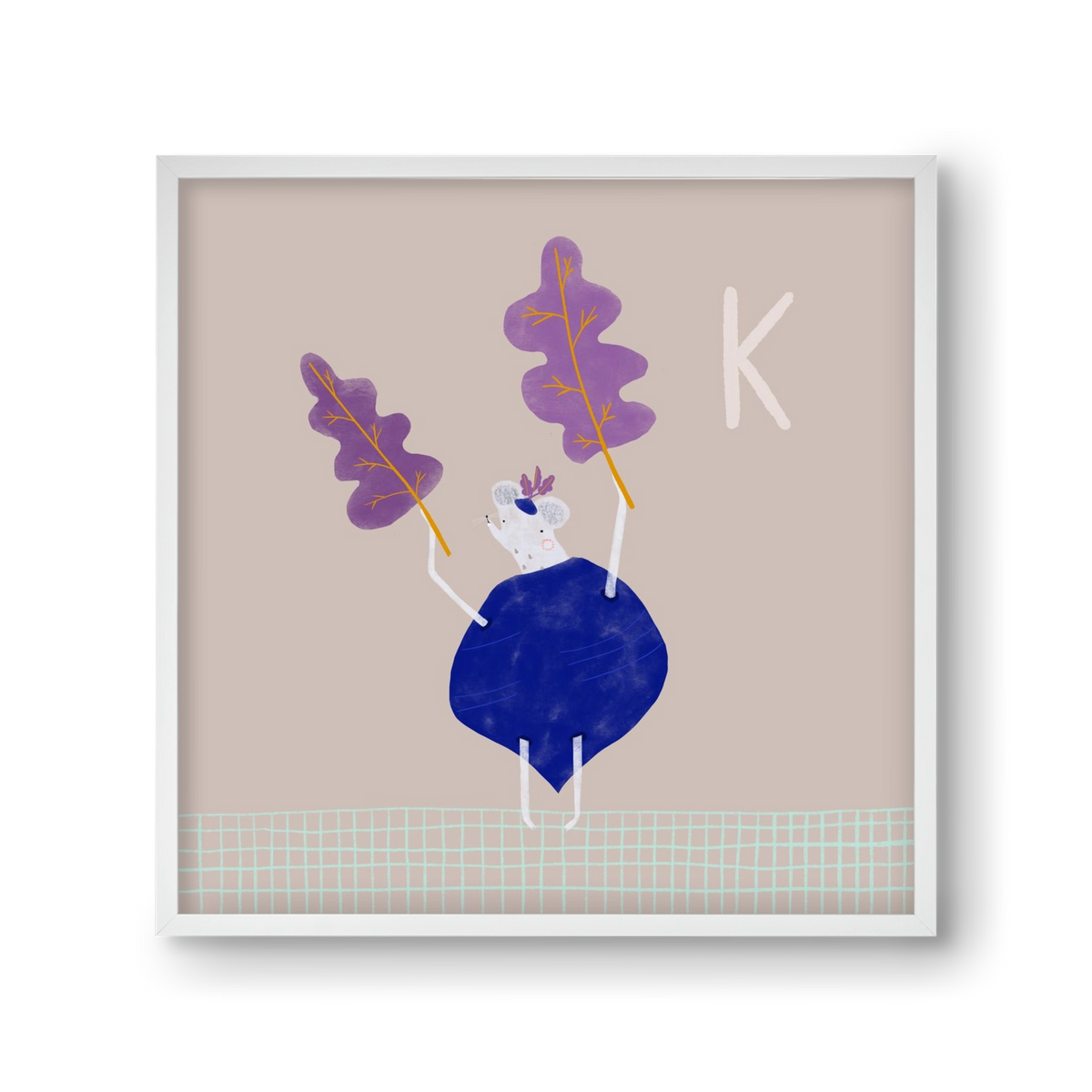 K, mint Karalábé, 30x30 cm (30x30 cm), Fehér keret