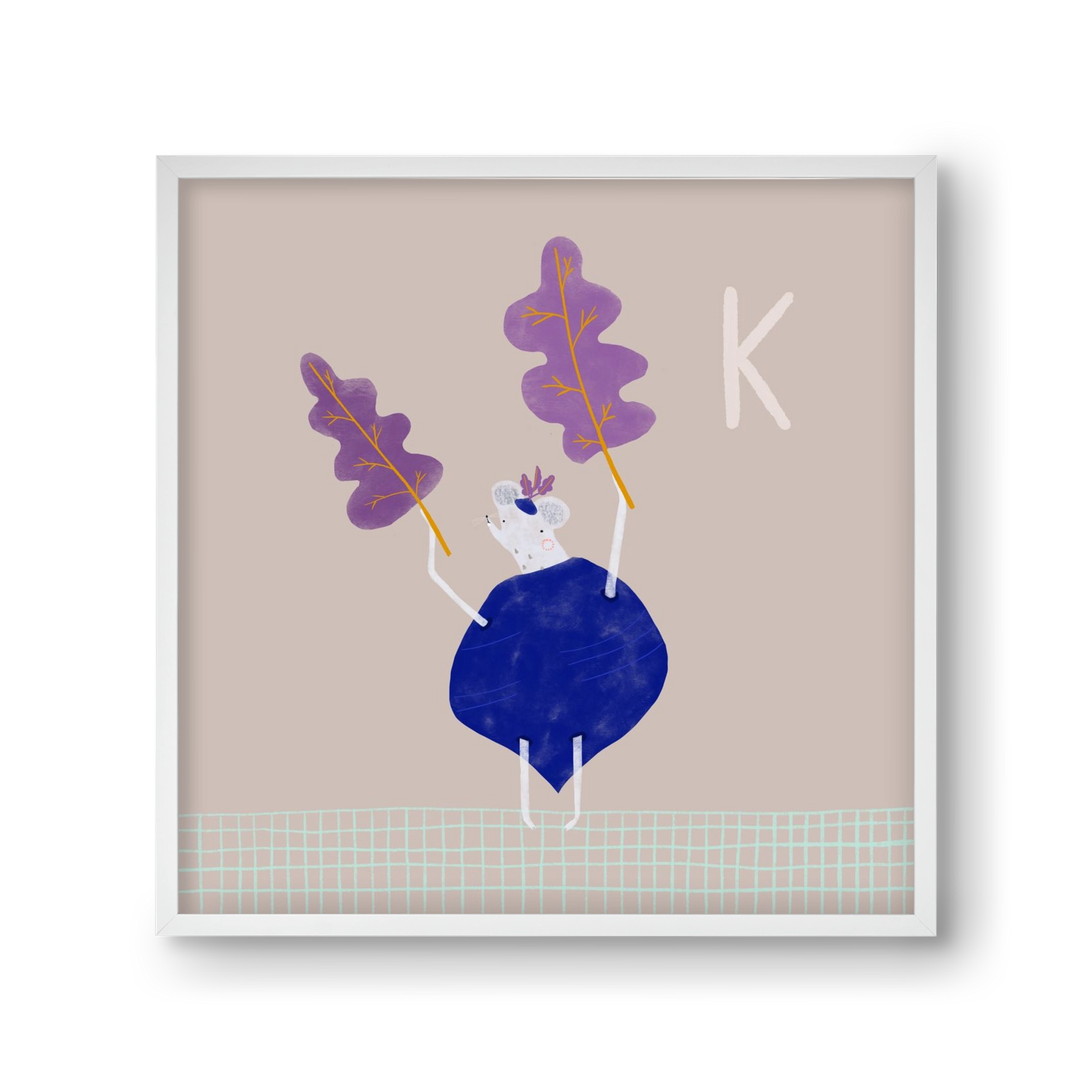 K, mint Karalábé, 30x30 cm (30x30 cm), Fehér keret