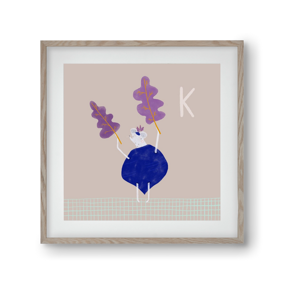 K, mint Karalábé, 30x30 cm (20x20 cm), Tölgy keret, paszpartuval