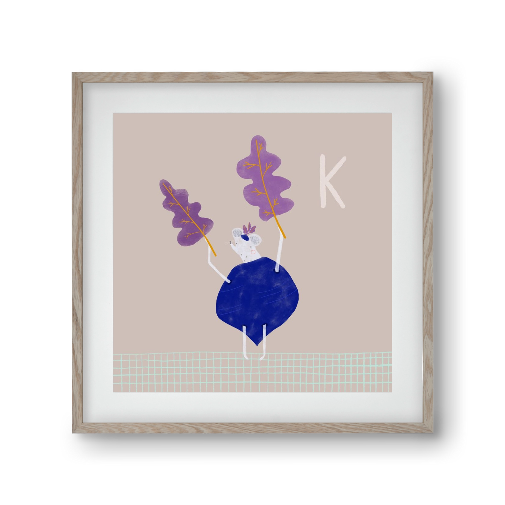 K, mint Karalábé, 30x30 cm (20x20 cm), Tölgy keret, paszpartuval