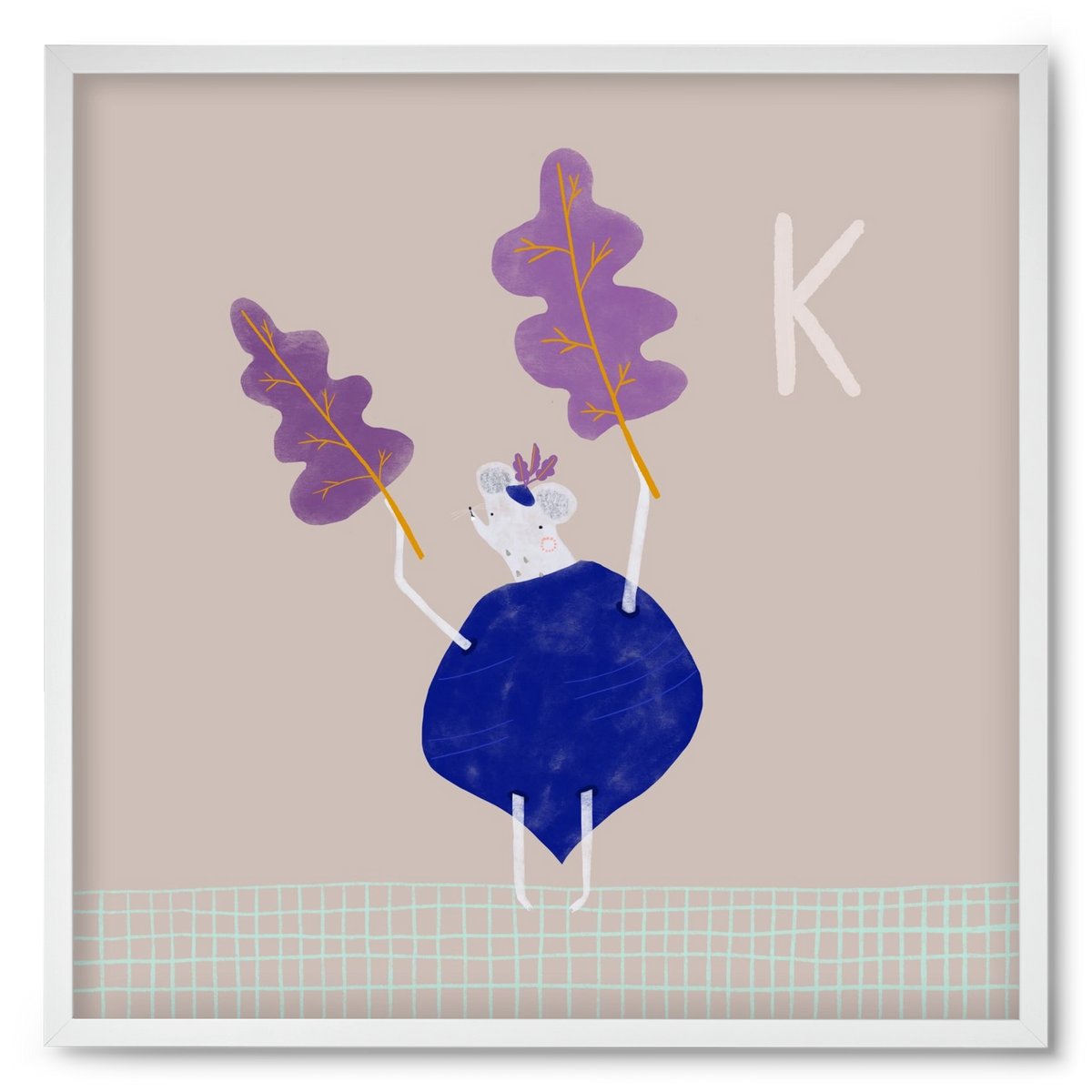 K, mint Karalábé, 50x50 cm (50x50 cm), Fehér keret