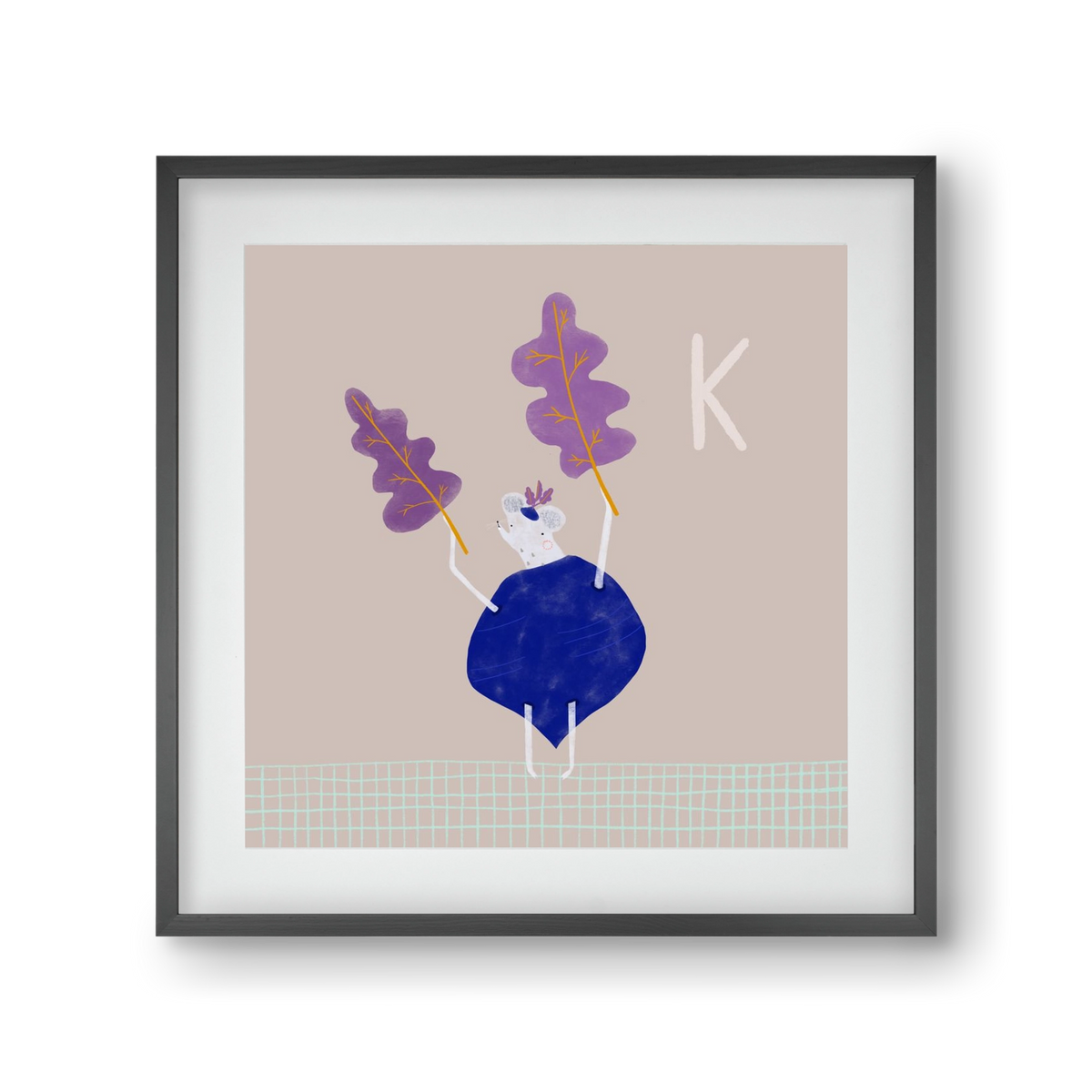 K, mint Karalábé, 30x30 cm (20x20 cm), Fekete keret, paszpartuval