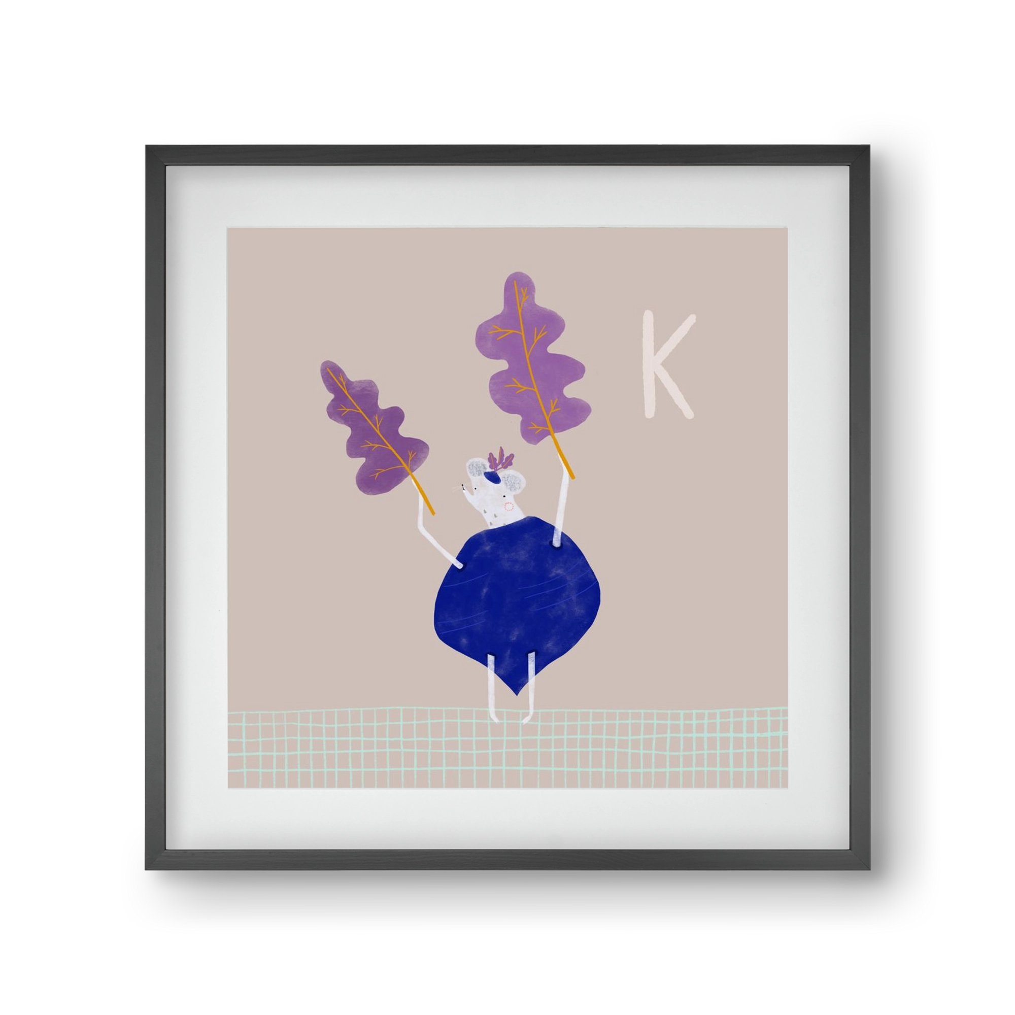 K, mint Karalábé, 30x30 cm (20x20 cm), Fekete keret, paszpartuval