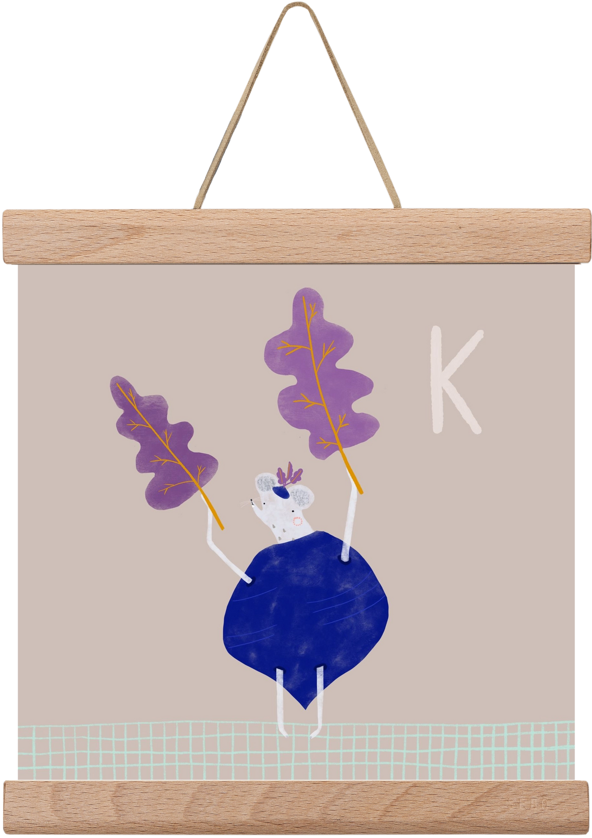 K, mint Karalábé, 20x20 cm (20x20 cm), Tölgy akasztó