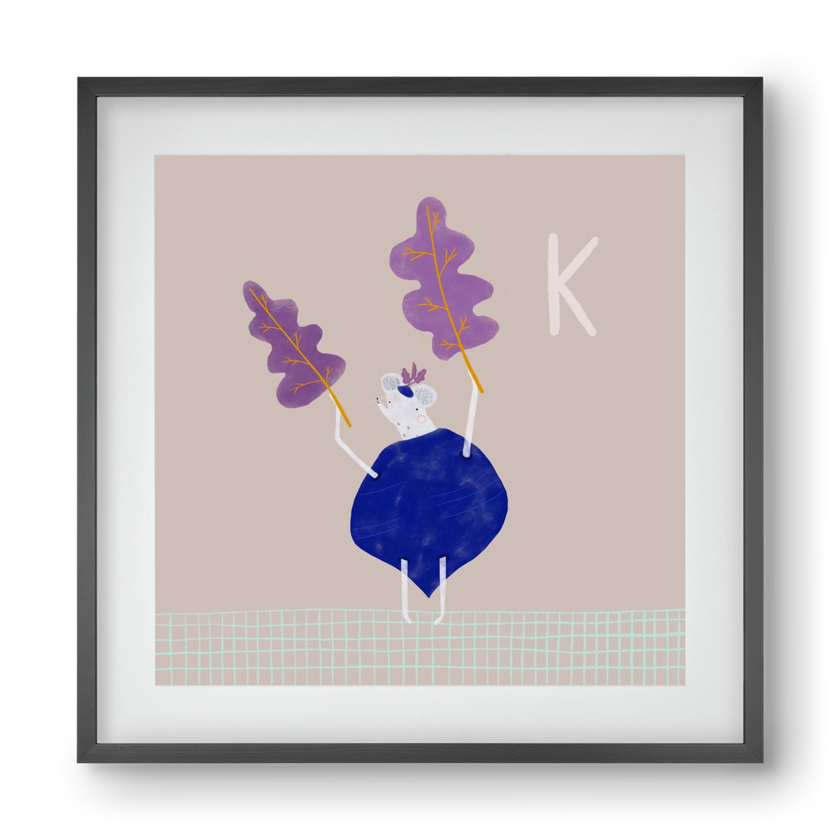 K, mint Karalábé, 40x40 cm (30x30 cm), Fekete keret, paszpartuval