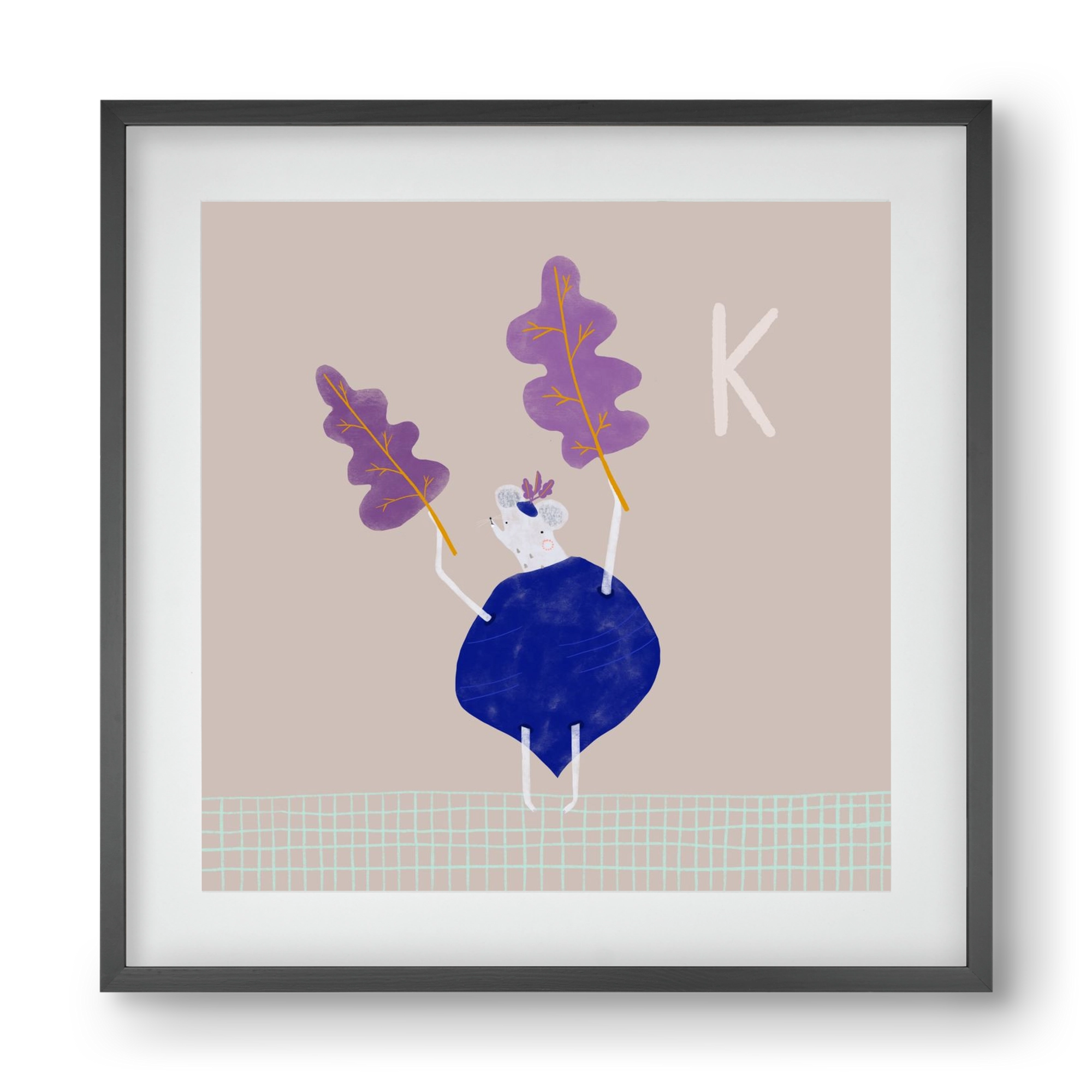 K, mint Karalábé, 40x40 cm (30x30 cm), Fekete keret, paszpartuval