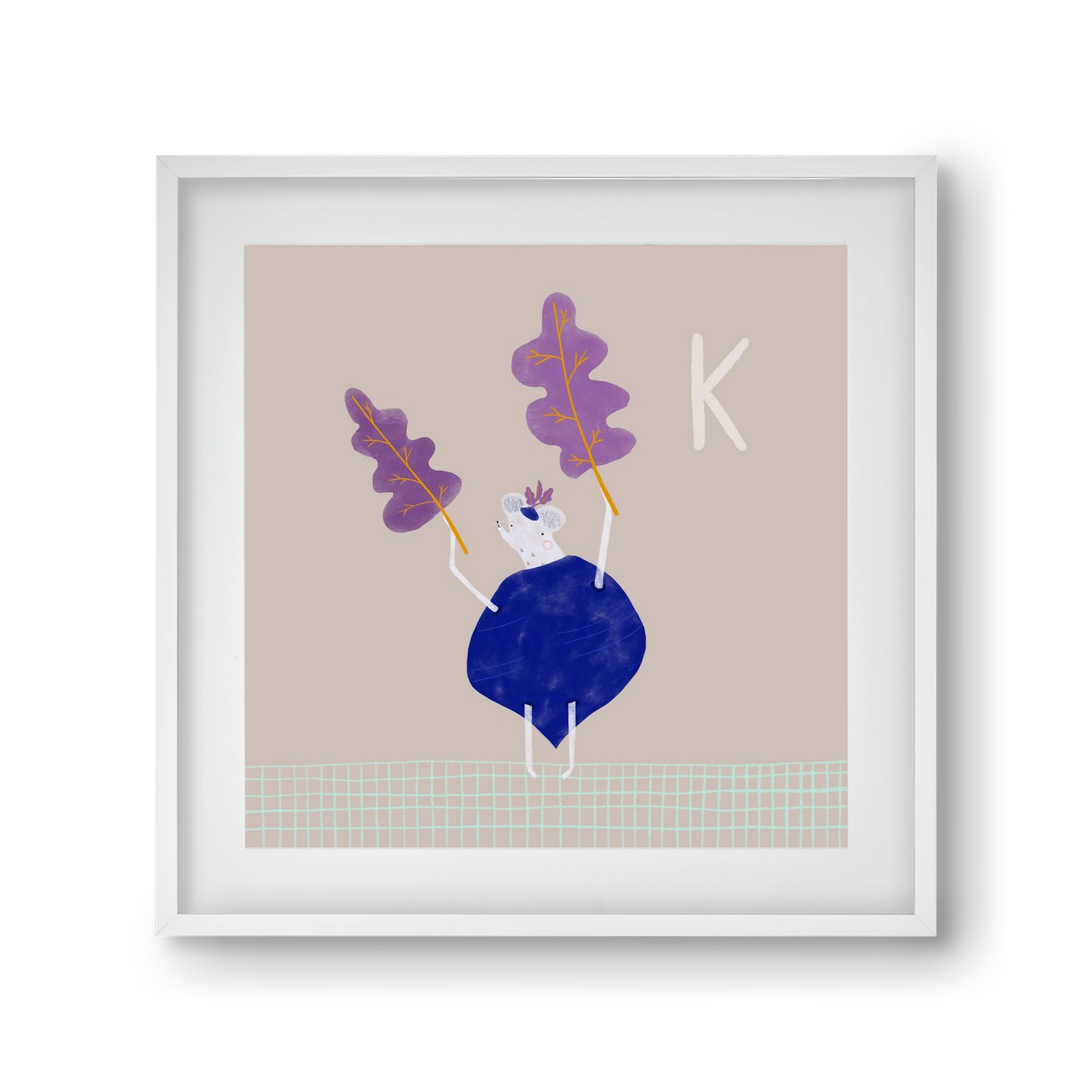 K, mint Karalábé, 30x30 cm (20x20 cm), Fehér keret, paszpartuval