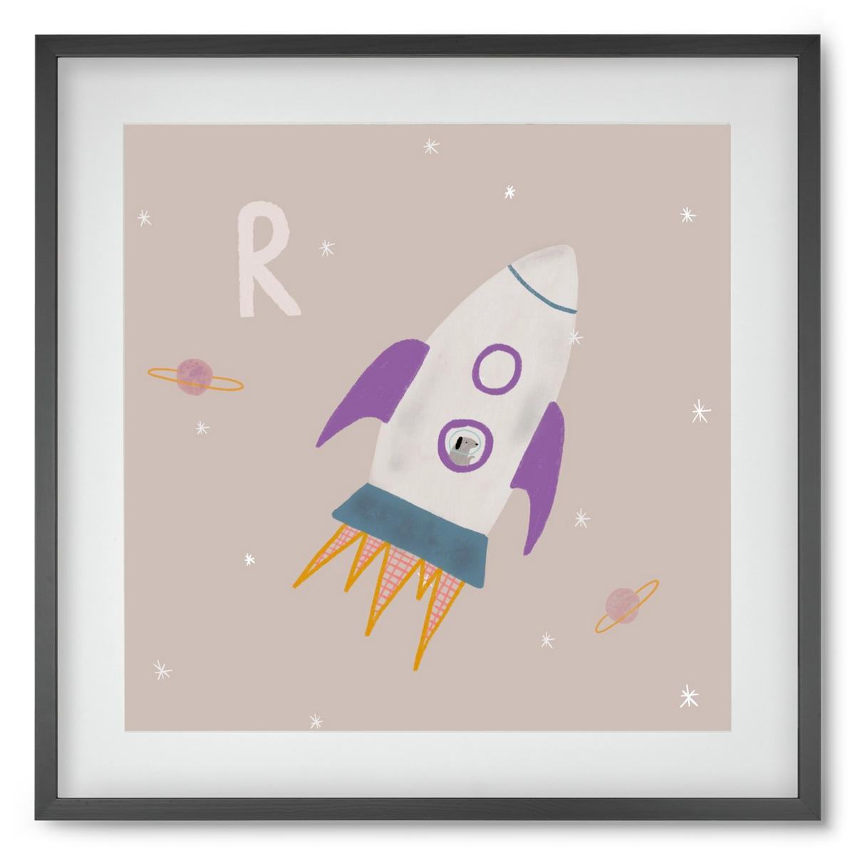 R, mint Rakéta, 50x50 cm (40x40 cm), Fekete keret, paszpartuval