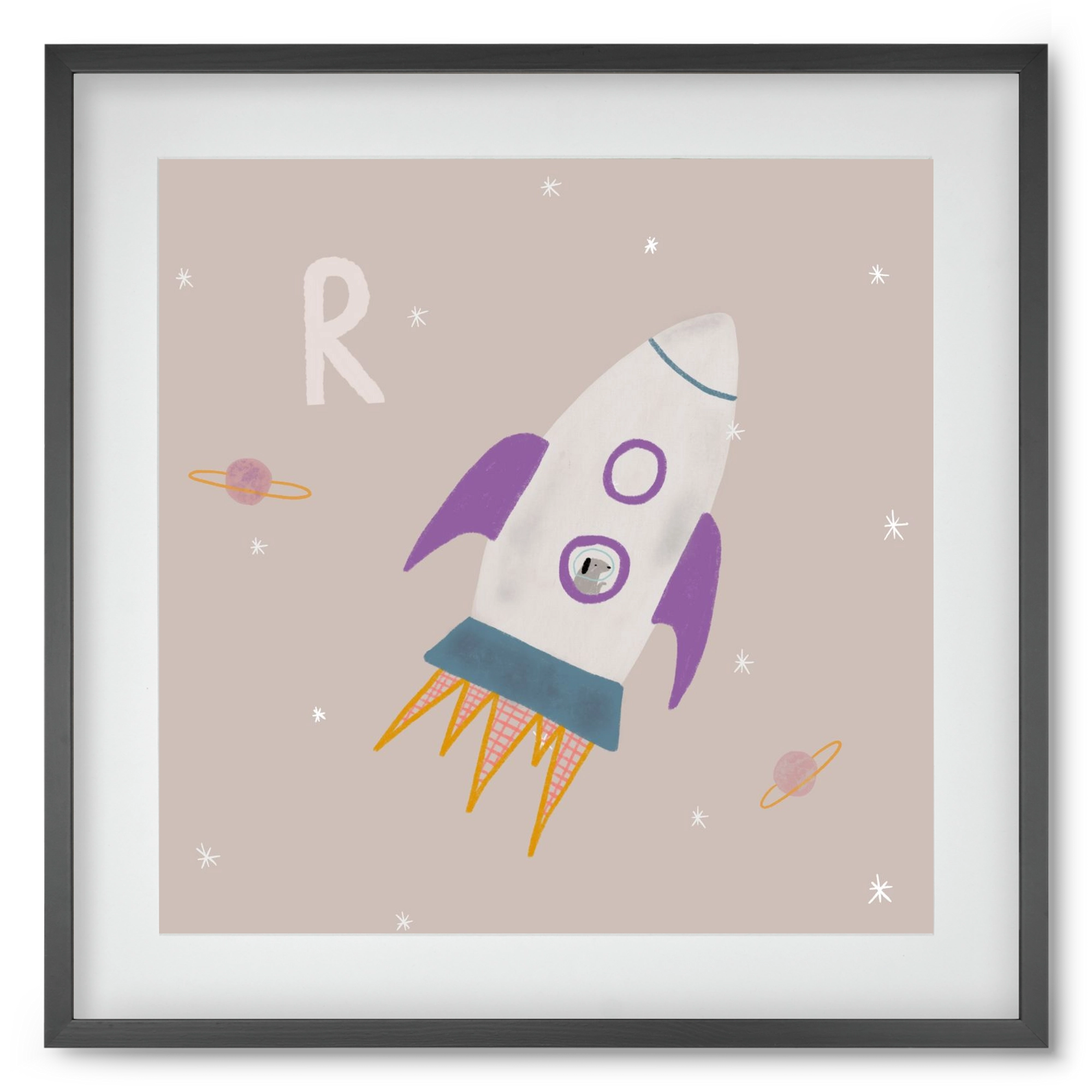 R, mint Rakéta, 50x50 cm (40x40 cm), Fekete keret, paszpartuval