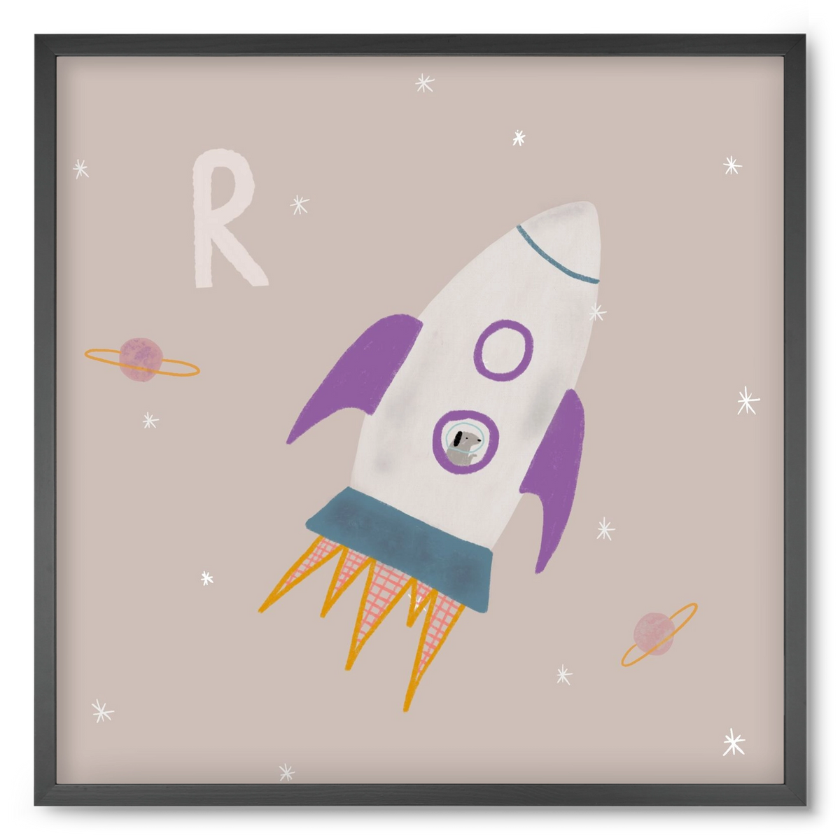 R, mint Rakéta, 50x50 cm (50x50 cm), Fekete keret