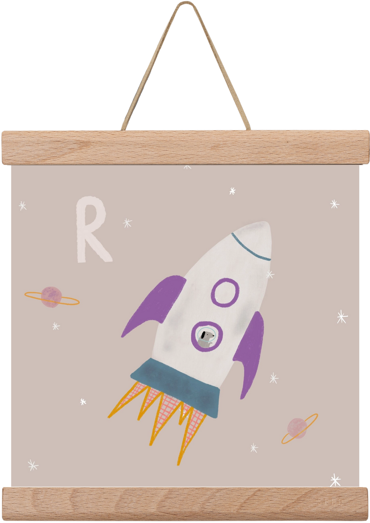 R, mint Rakéta, 20x20 cm (20x20 cm), Tölgy akasztó