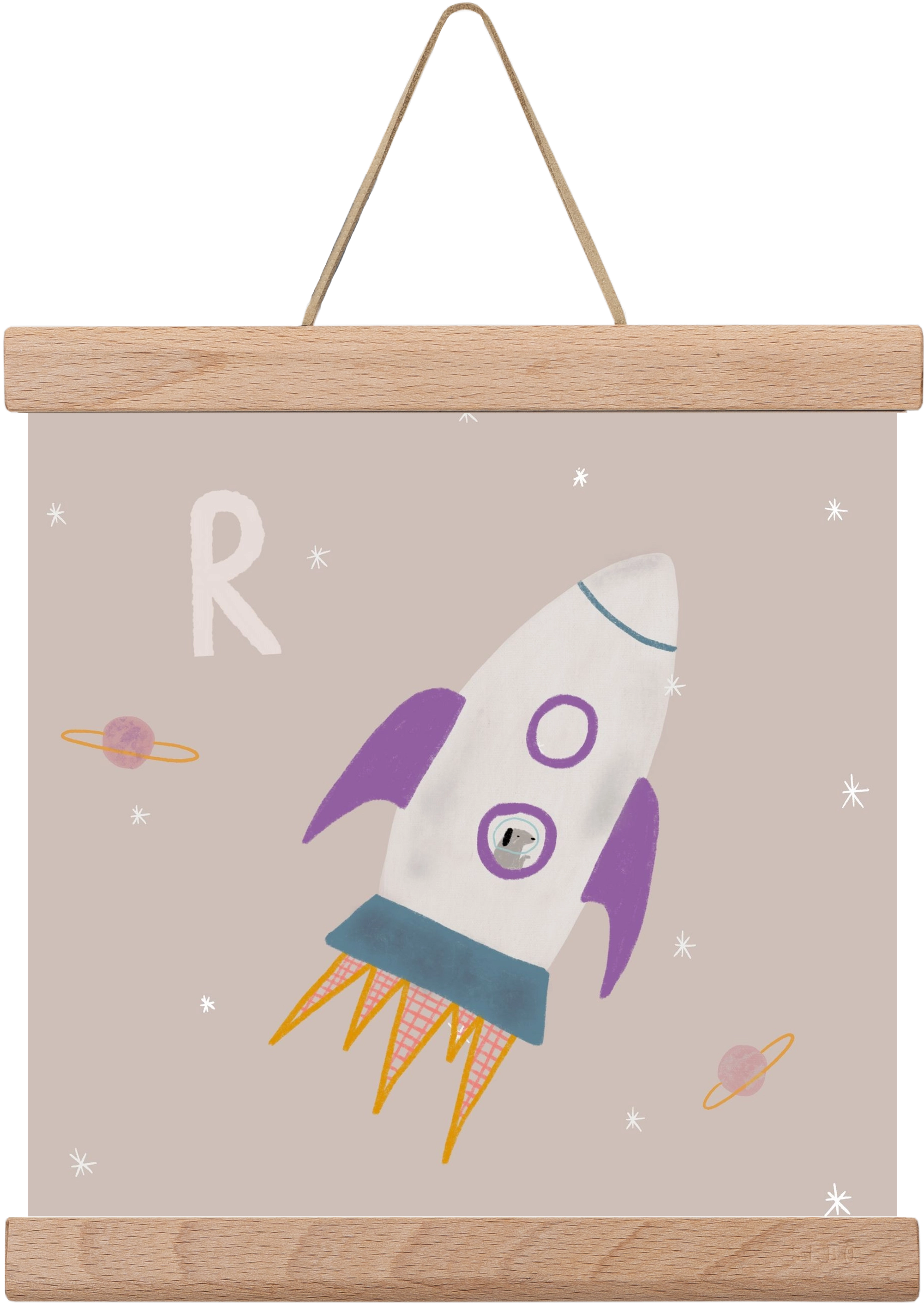 R, mint Rakéta, 20x20 cm (20x20 cm), Tölgy akasztó