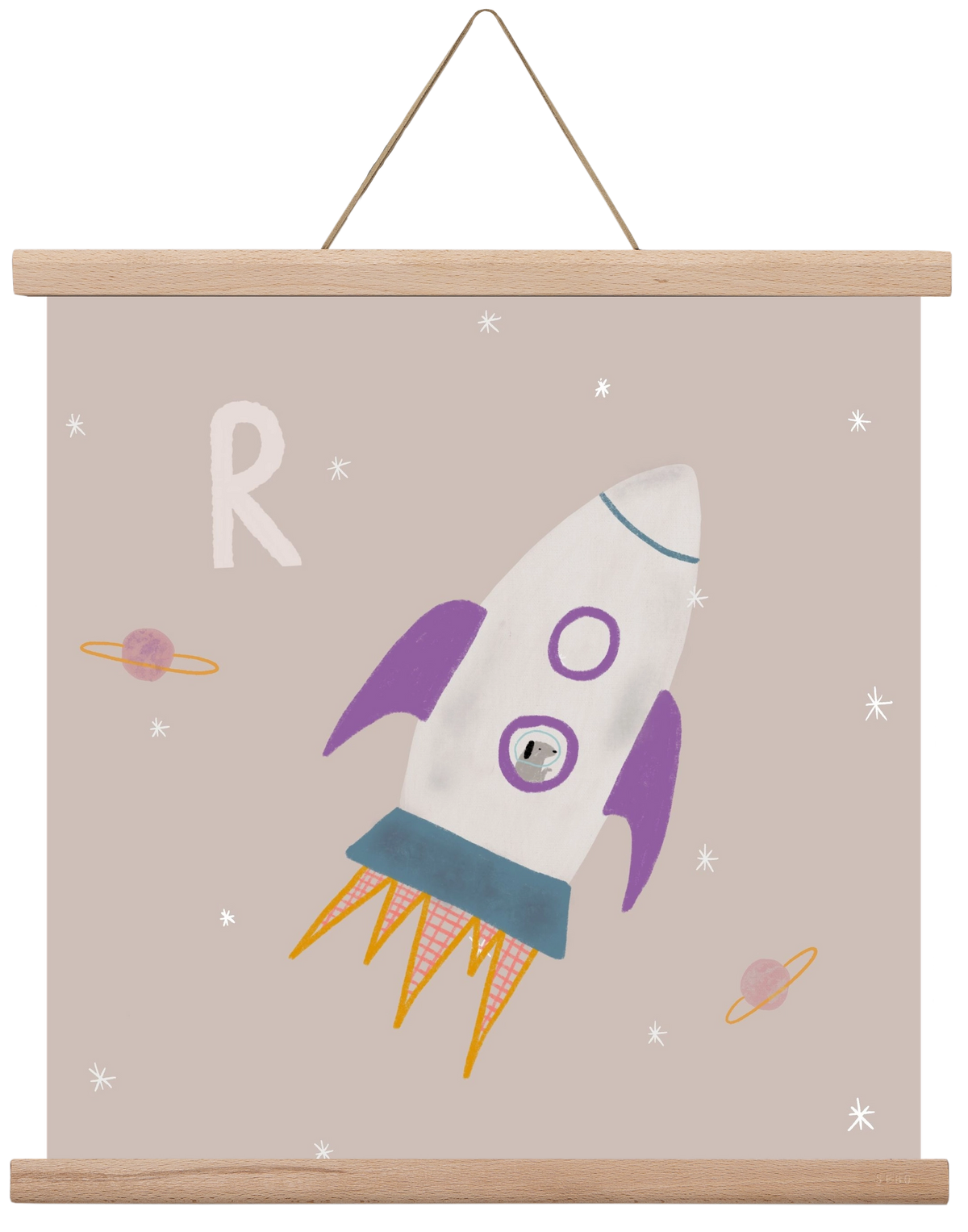 R, mint Rakéta, 40x40 cm (40x40 cm), Tölgy akasztó