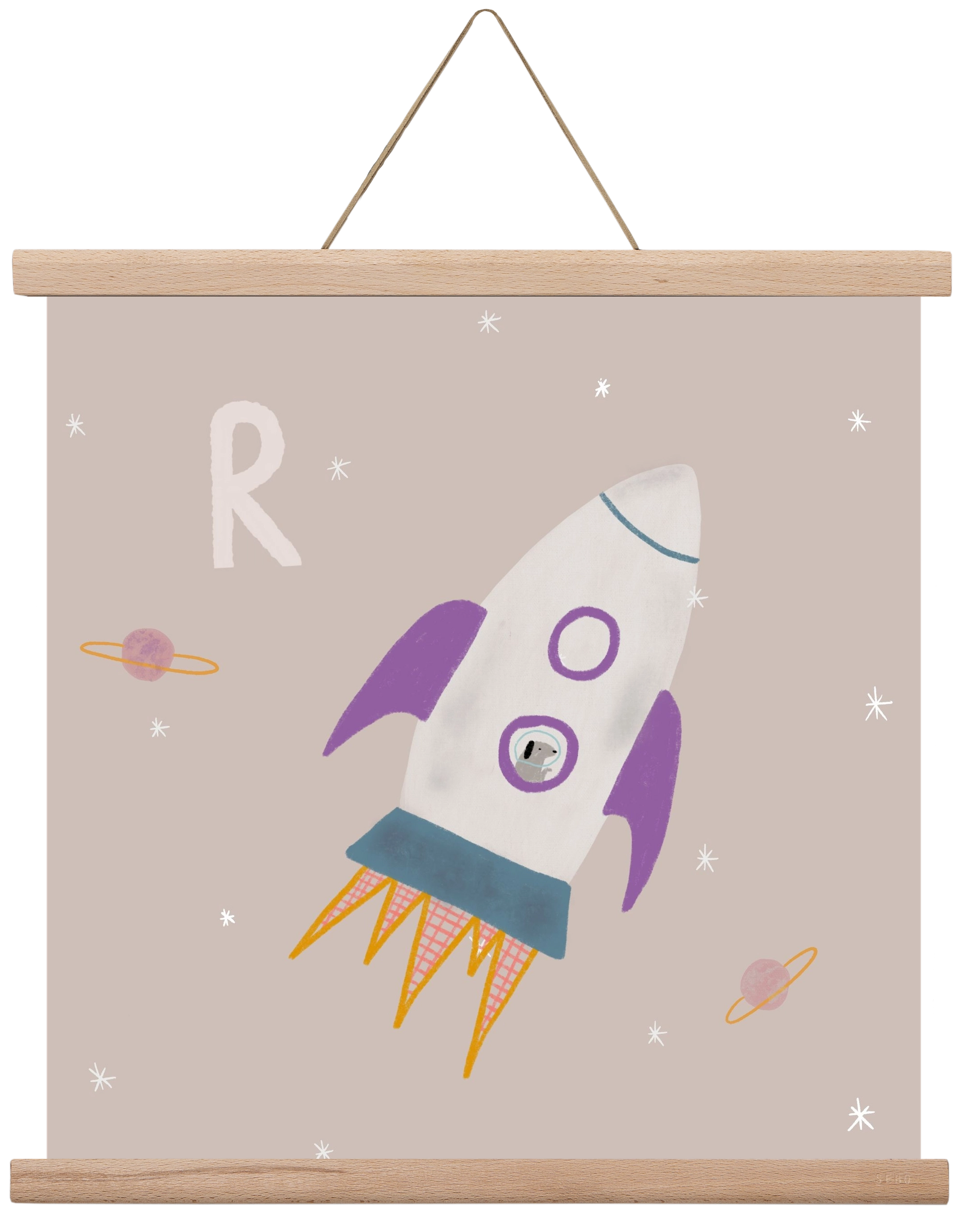 R, mint Rakéta, 40x40 cm (40x40 cm), Tölgy akasztó