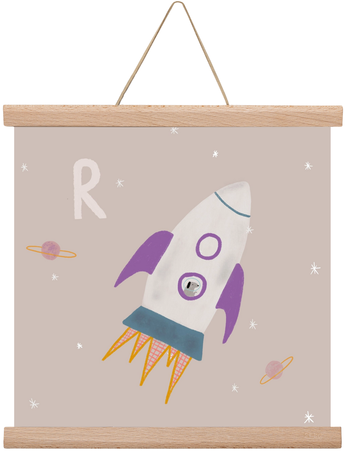 R, mint Rakéta, 30x30 cm (30x30 cm), Tölgy akasztó