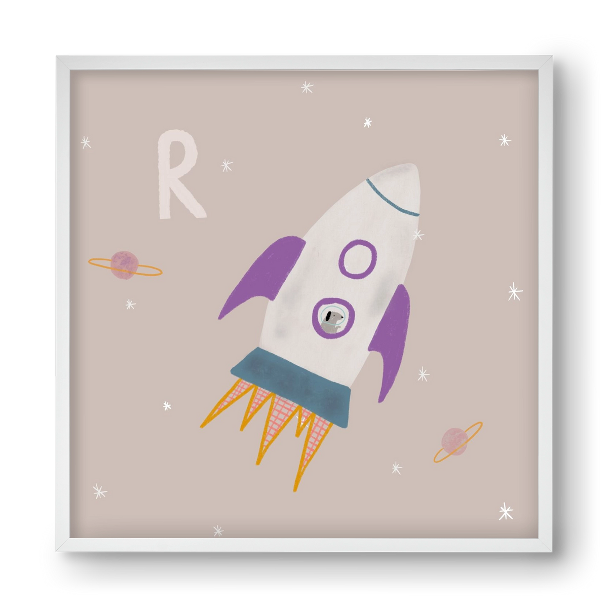 R, mint Rakéta, 40x40 cm (40x40 cm), Fehér keret