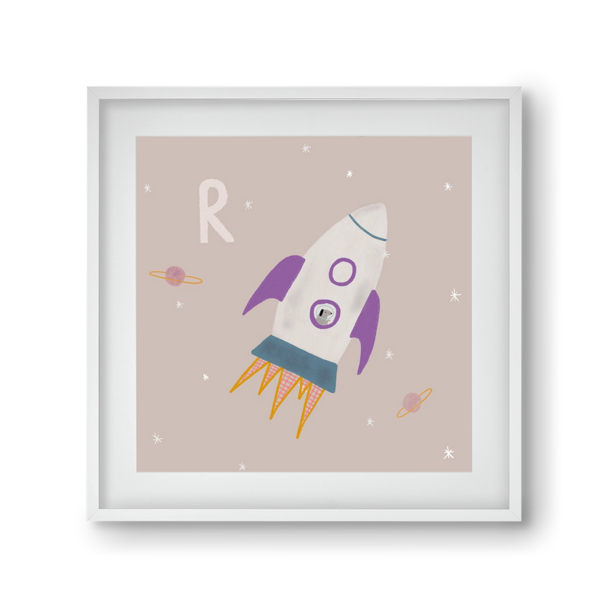 R, mint Rakéta, 30x30 cm (20x20 cm), Fehér keret, paszpartuval
