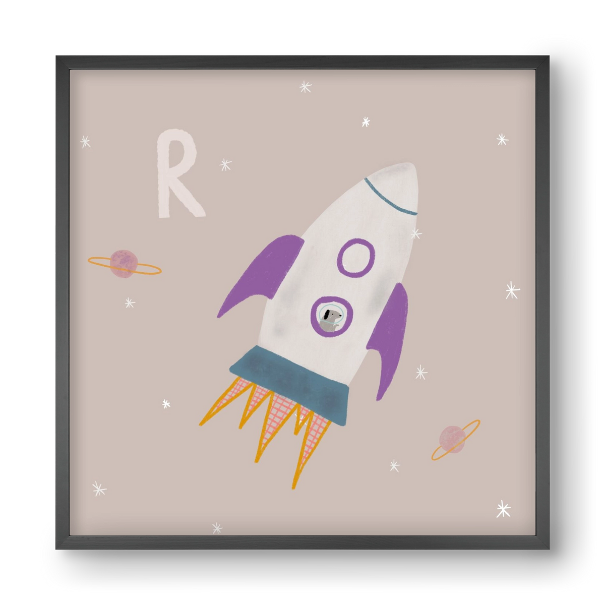 R, mint Rakéta, 40x40 cm (40x40 cm), Fekete keret