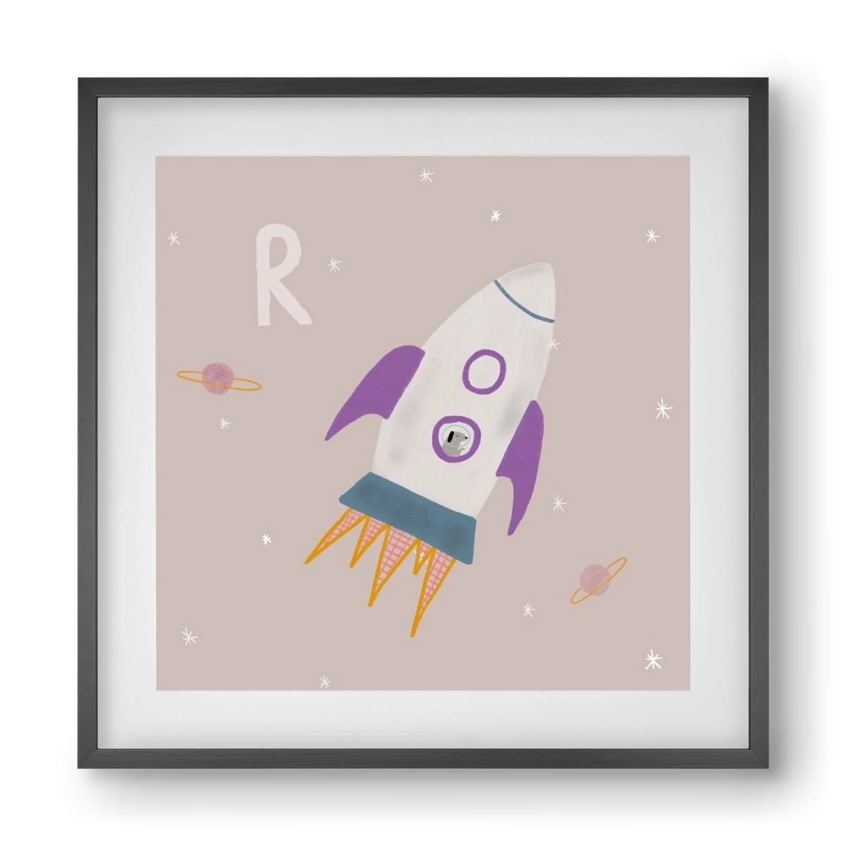 R, mint Rakéta, 40x40 cm (30x30 cm), Fekete keret, paszpartuval