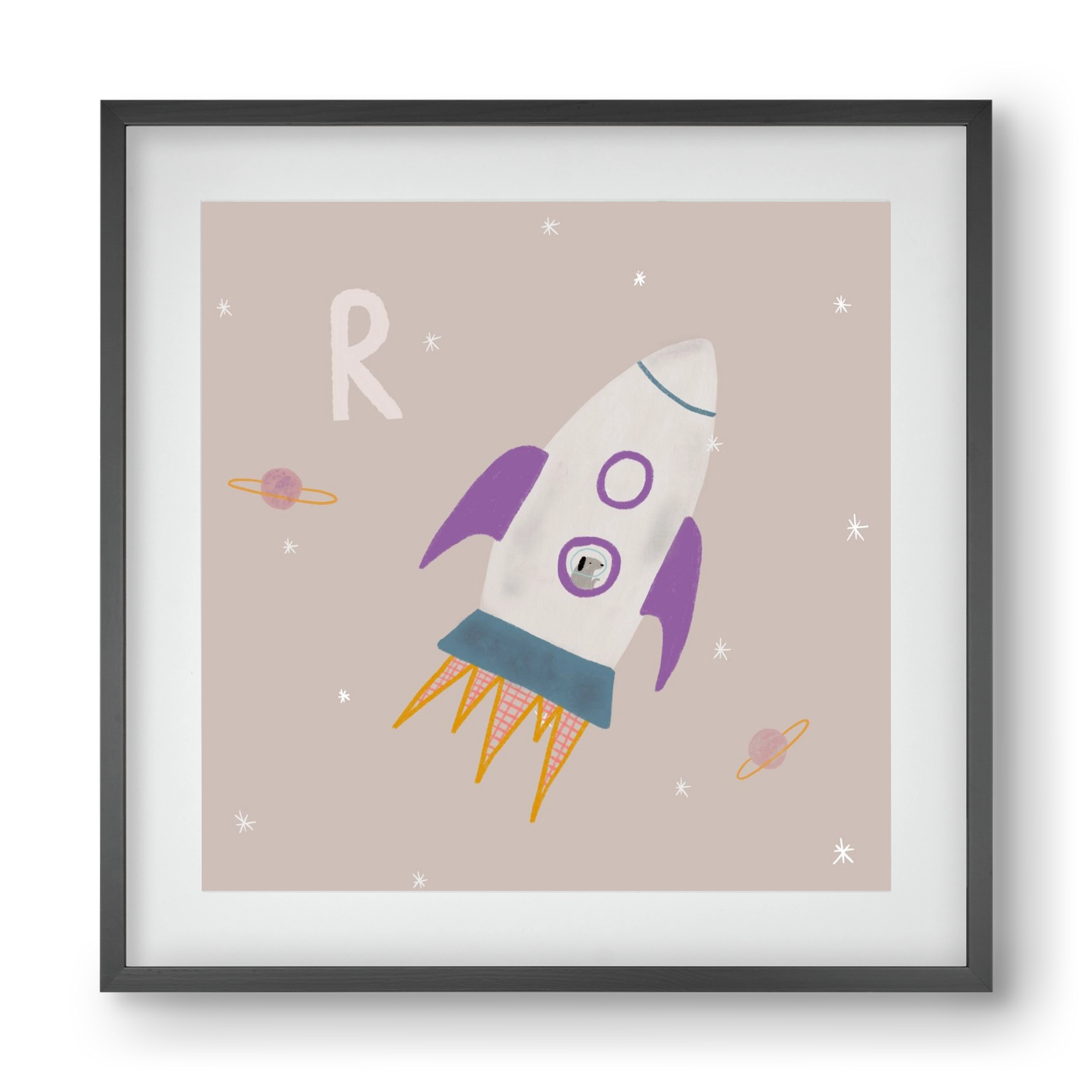 R, mint Rakéta, 40x40 cm (30x30 cm), Fekete keret, paszpartuval