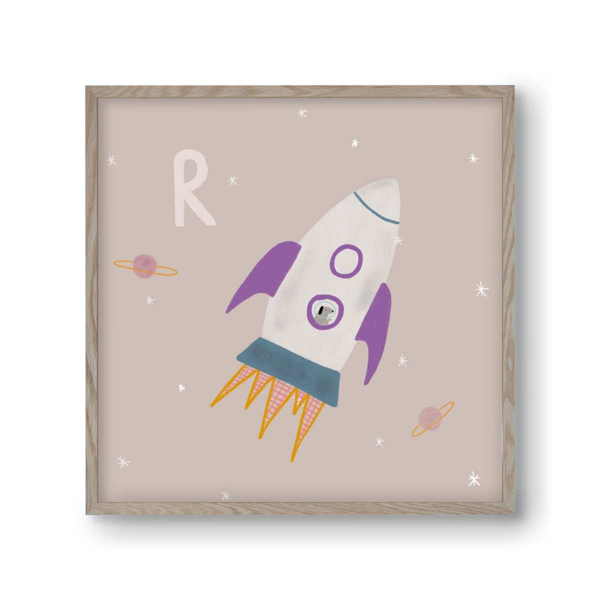 R, mint Rakéta, 30x30 cm (30x30 cm), Tölgy keret