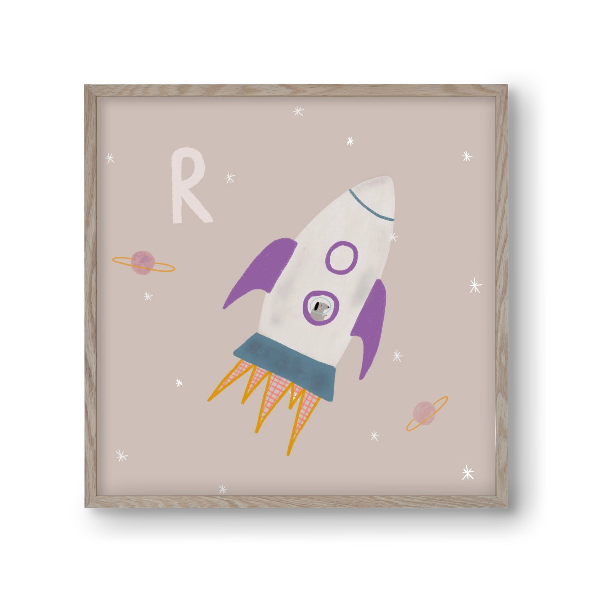 R, mint Rakéta, 30x30 cm (30x30 cm), Tölgy keret