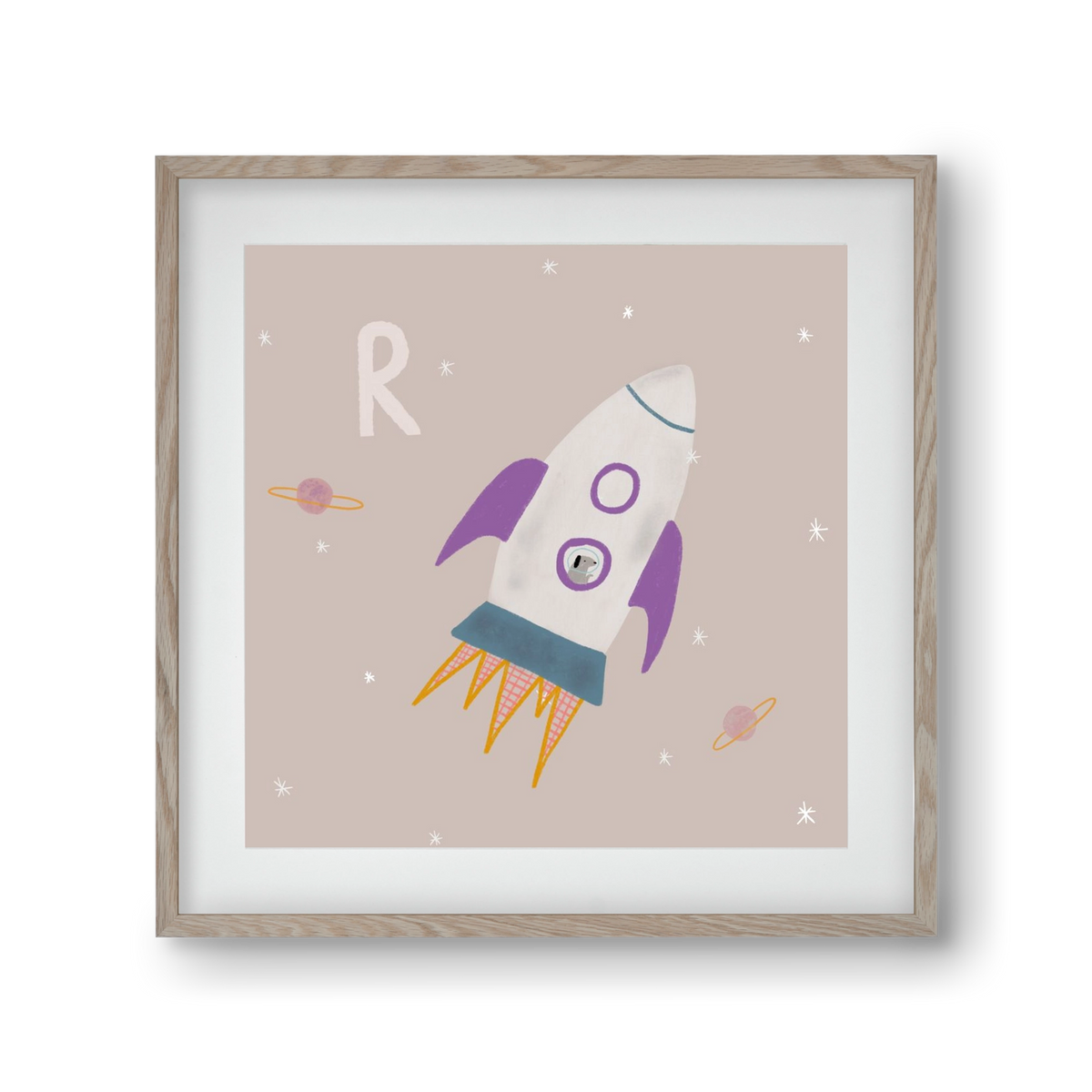 R, mint Rakéta, 30x30 cm (20x20 cm), Tölgy keret, paszpartuval