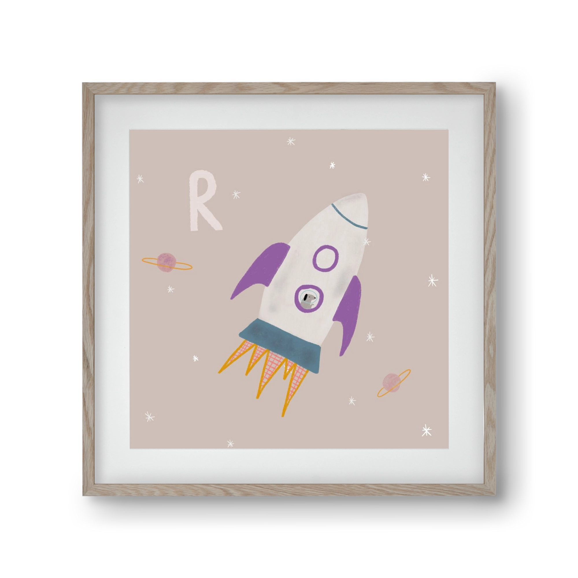 R, mint Rakéta, 30x30 cm (20x20 cm), Tölgy keret, paszpartuval