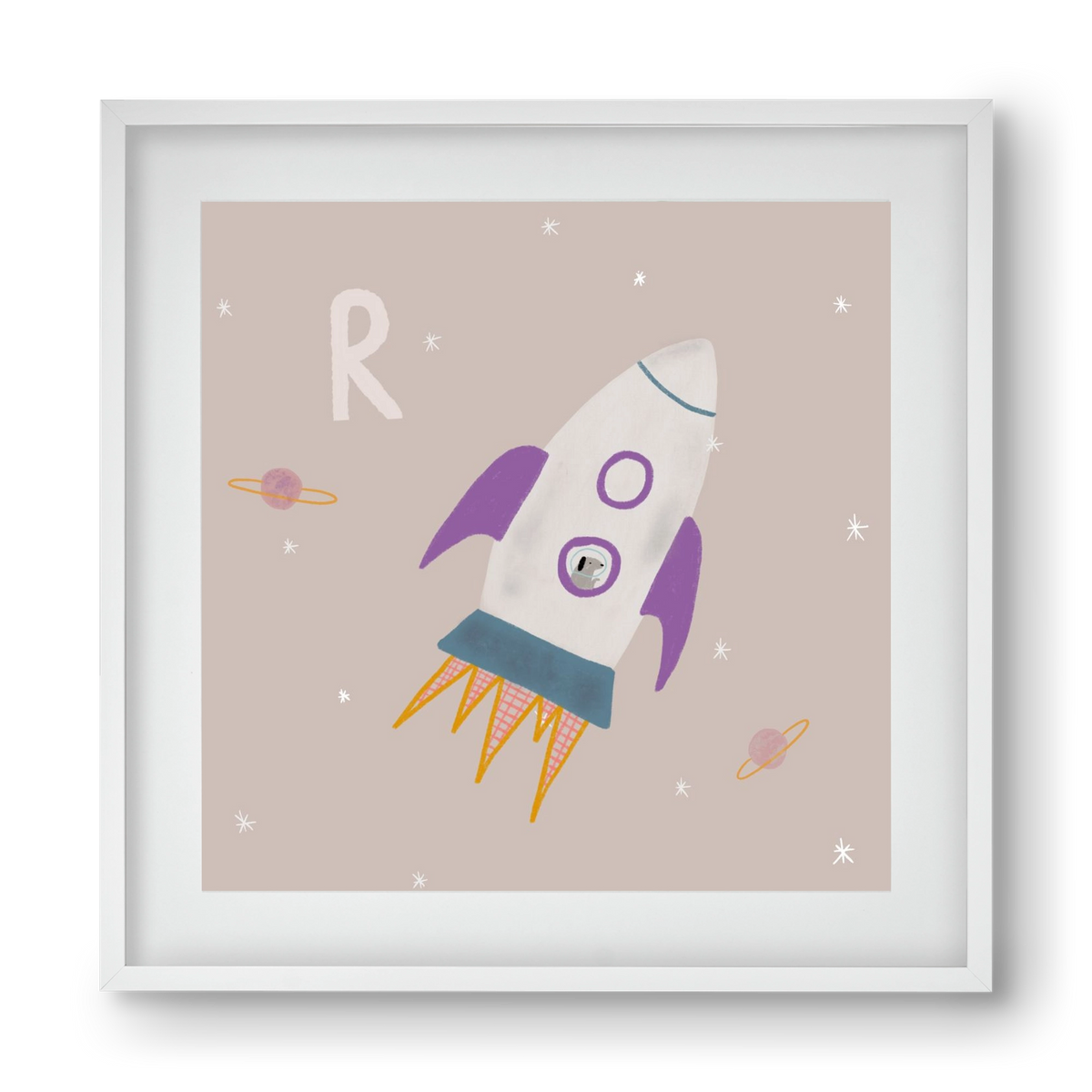 R, mint Rakéta, 40x40 cm (30x30 cm), Fehér keret, paszpartuval