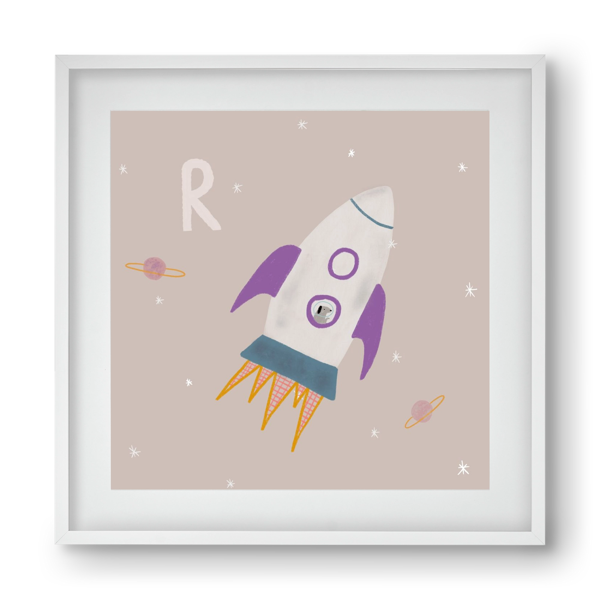 R, mint Rakéta, 40x40 cm (30x30 cm), Fehér keret, paszpartuval