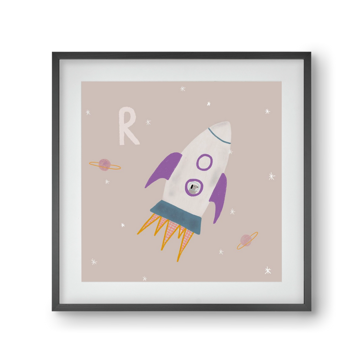 R, mint Rakéta, 30x30 cm (20x20 cm), Fekete keret, paszpartuval