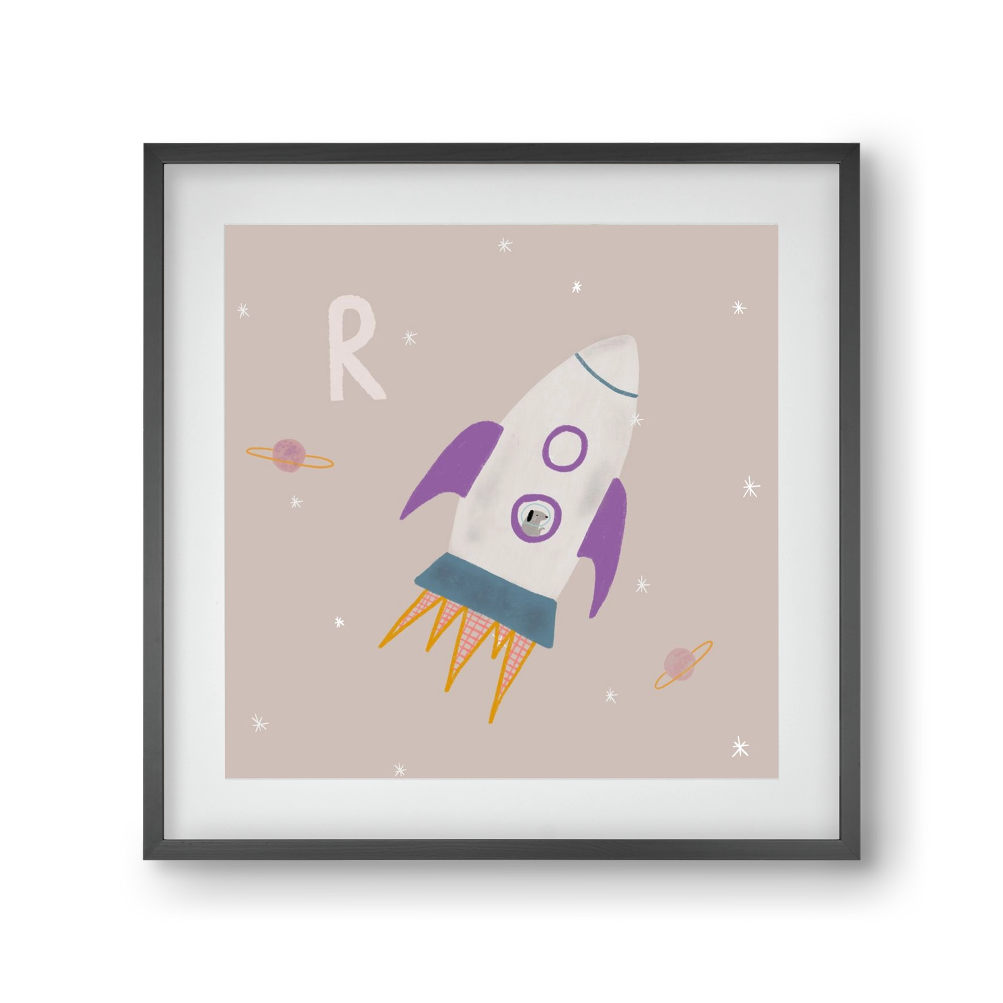 R, mint Rakéta, 30x30 cm (20x20 cm), Fekete keret, paszpartuval