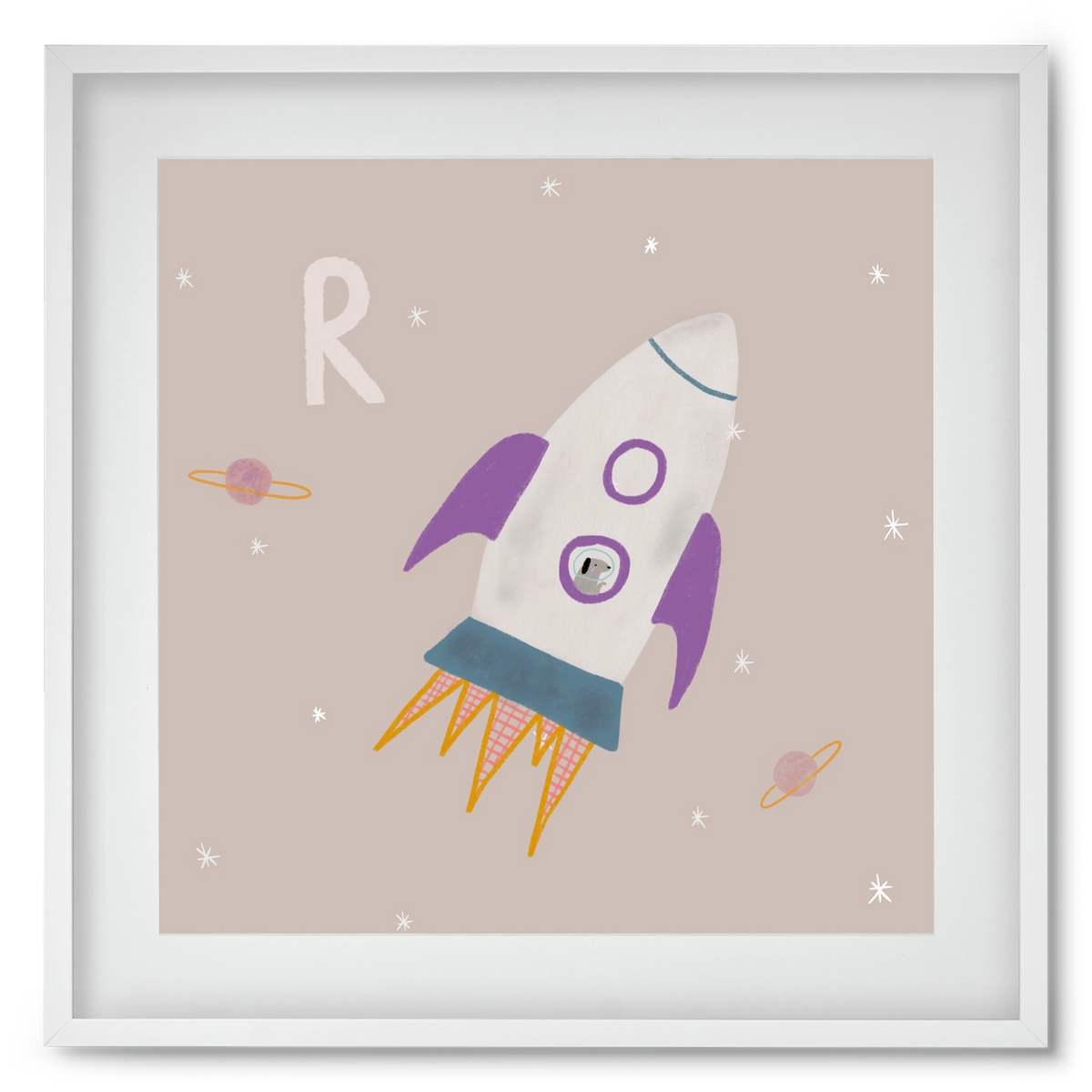 R, mint Rakéta, 50x50 cm (40x40 cm), Fehér keret, paszpartuval