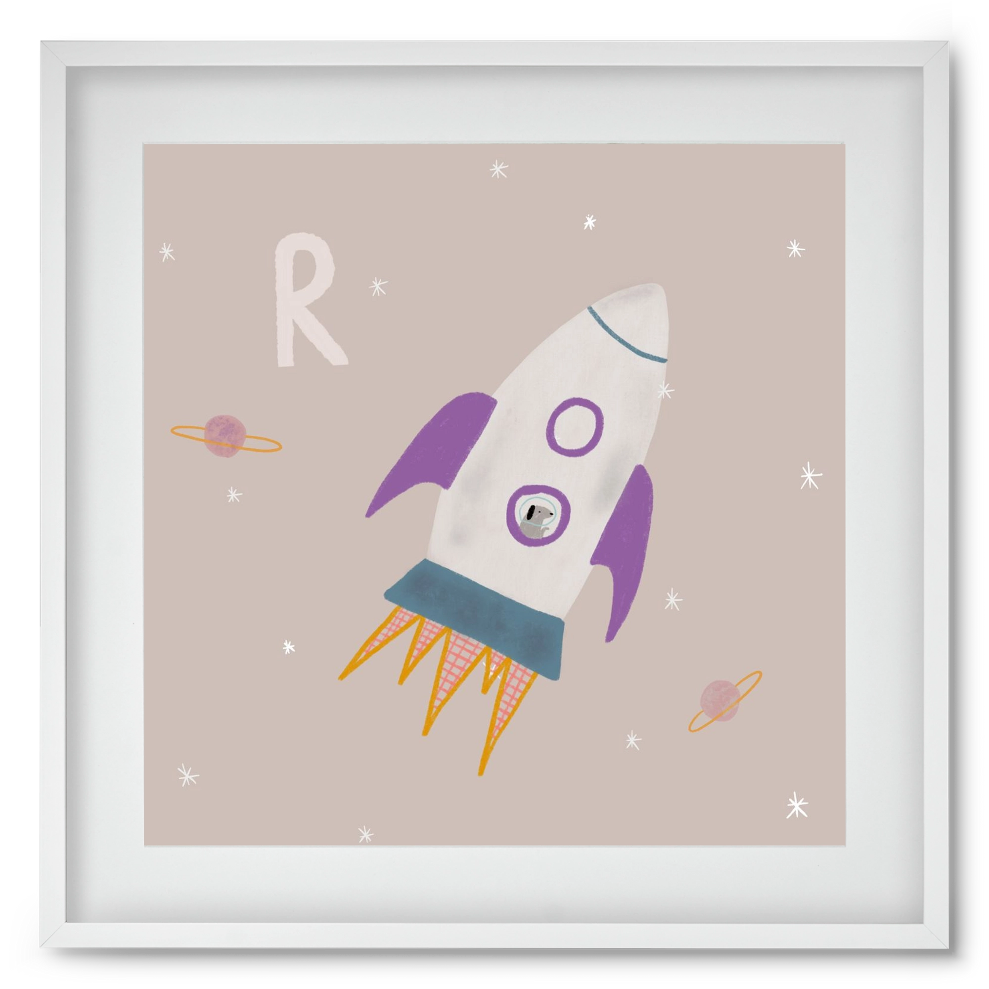 R, mint Rakéta, 50x50 cm (40x40 cm), Fehér keret, paszpartuval