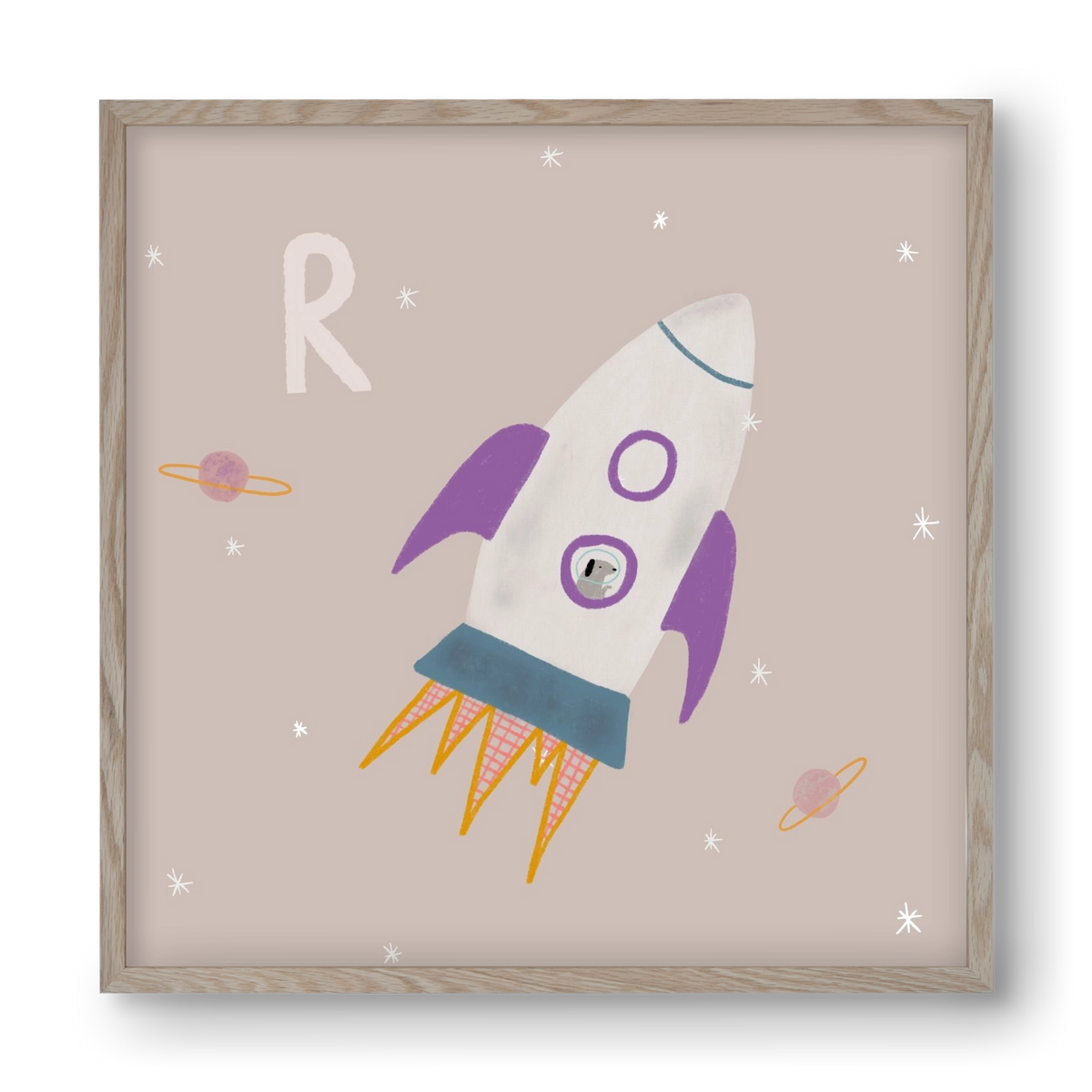 R, mint Rakéta, 40x40 cm (40x40 cm), Tölgy keret