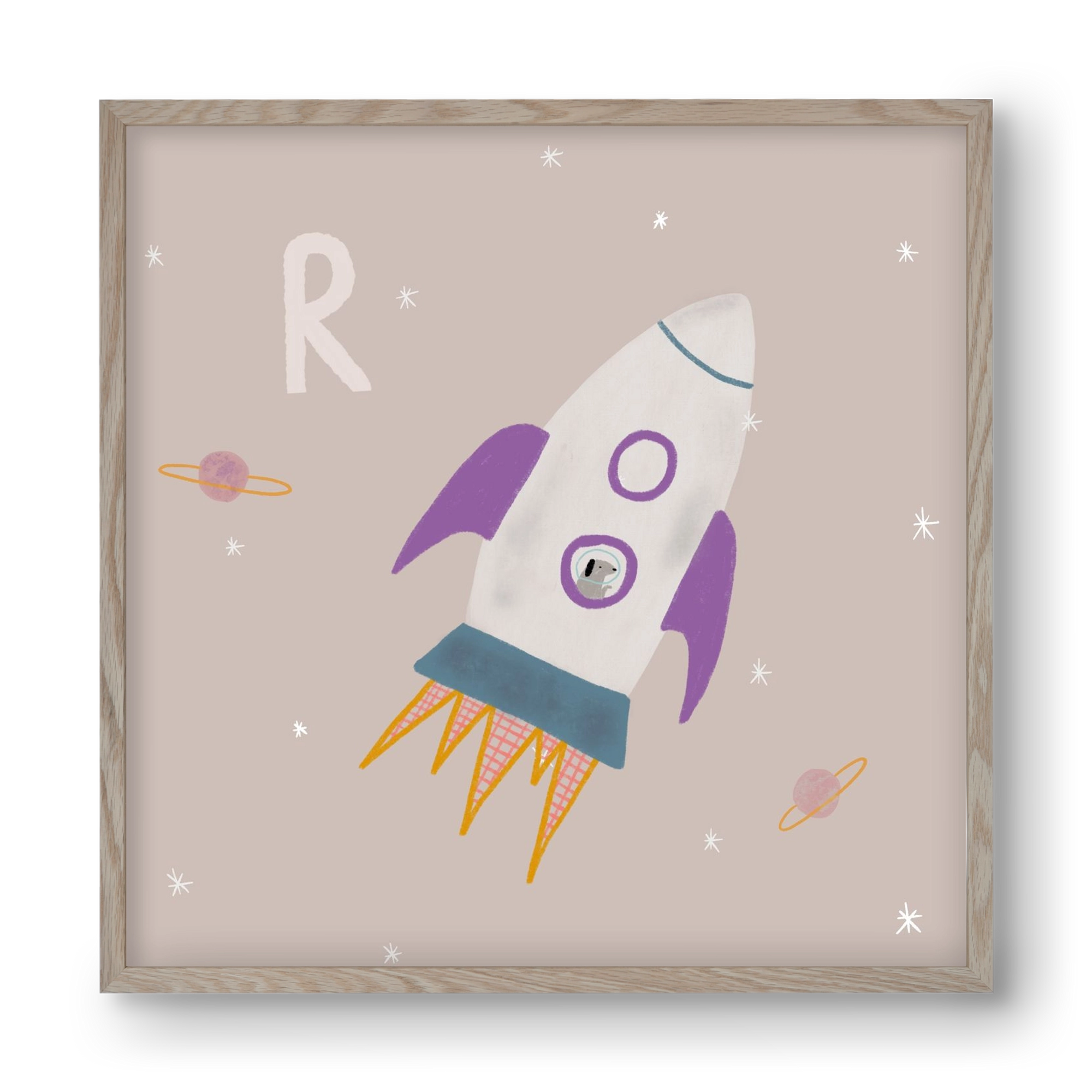 R, mint Rakéta, 40x40 cm (40x40 cm), Tölgy keret