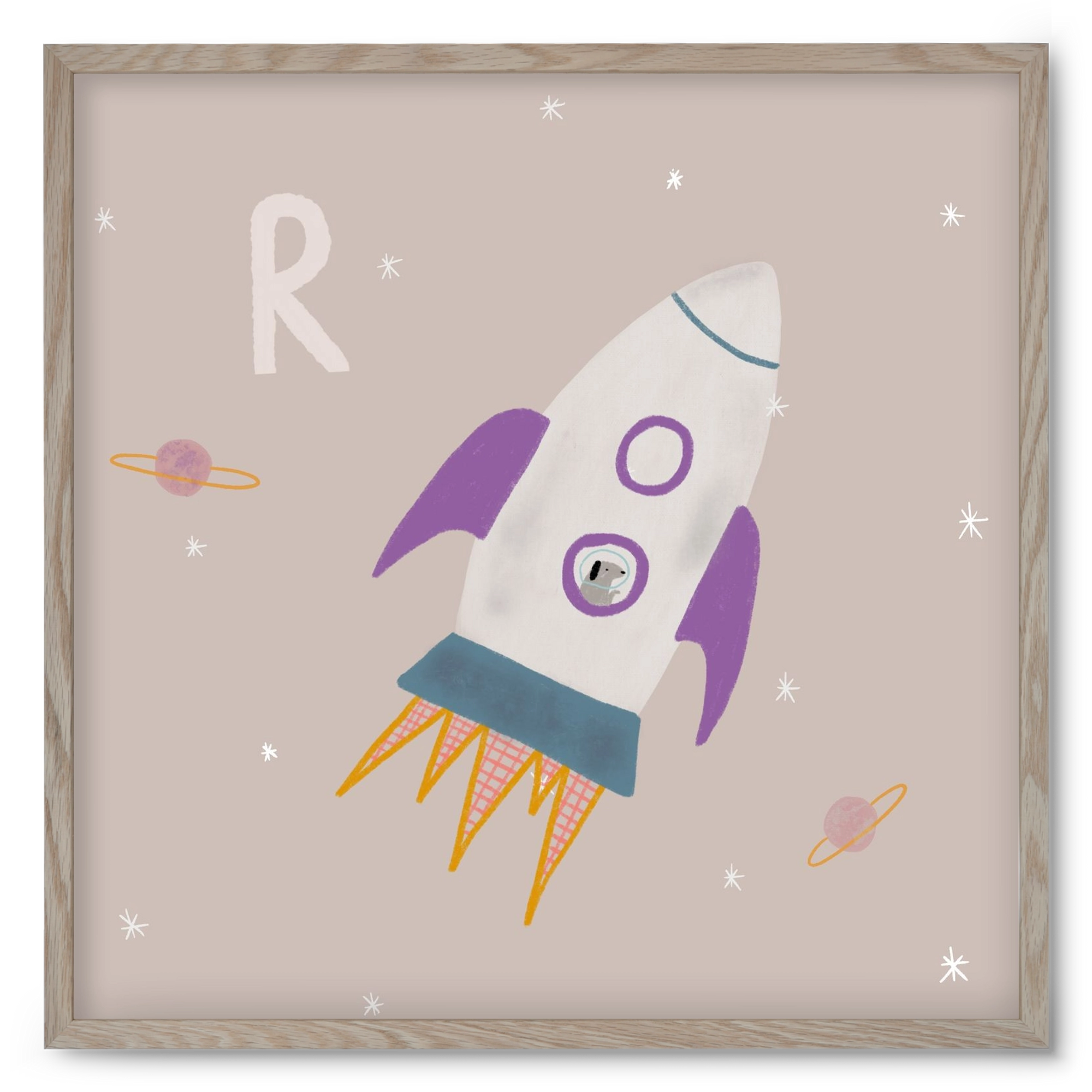 R, mint Rakéta, 50x50 cm (50x50 cm), Tölgy keret