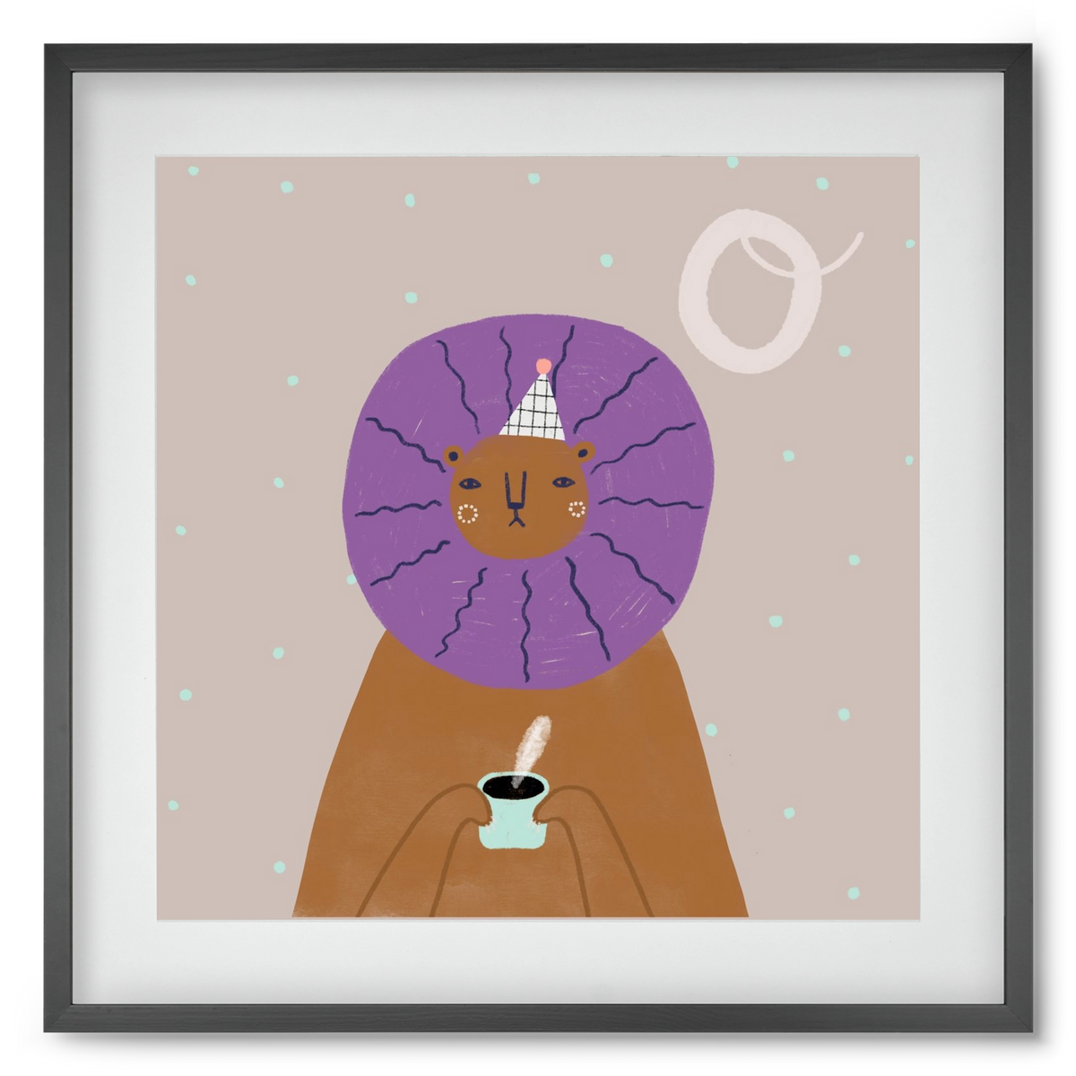 O, mint Oroszlán, 50x50 cm (40x40 cm), Fekete keret, paszpartuval