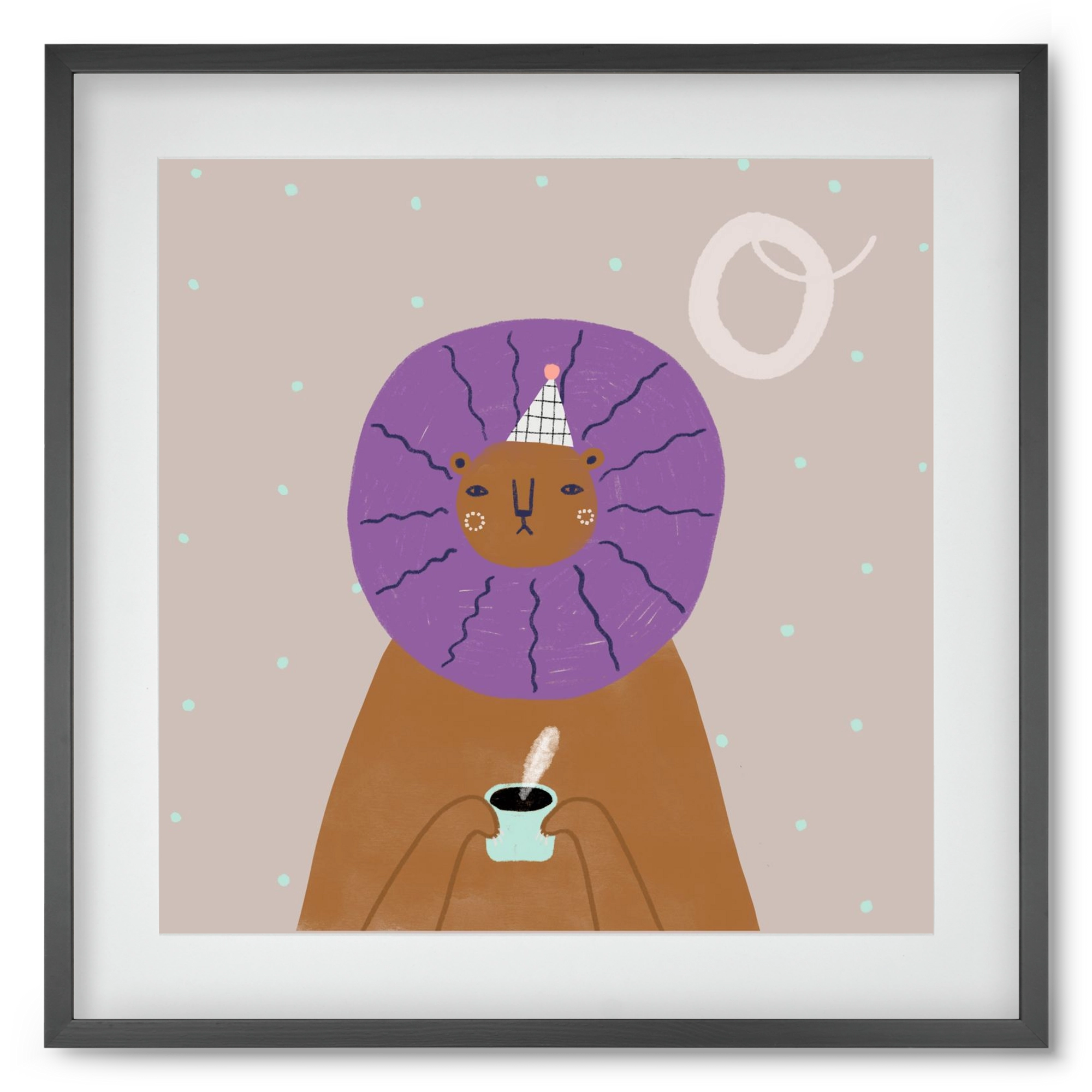 O, mint Oroszlán, 50x50 cm (40x40 cm), Fekete keret, paszpartuval